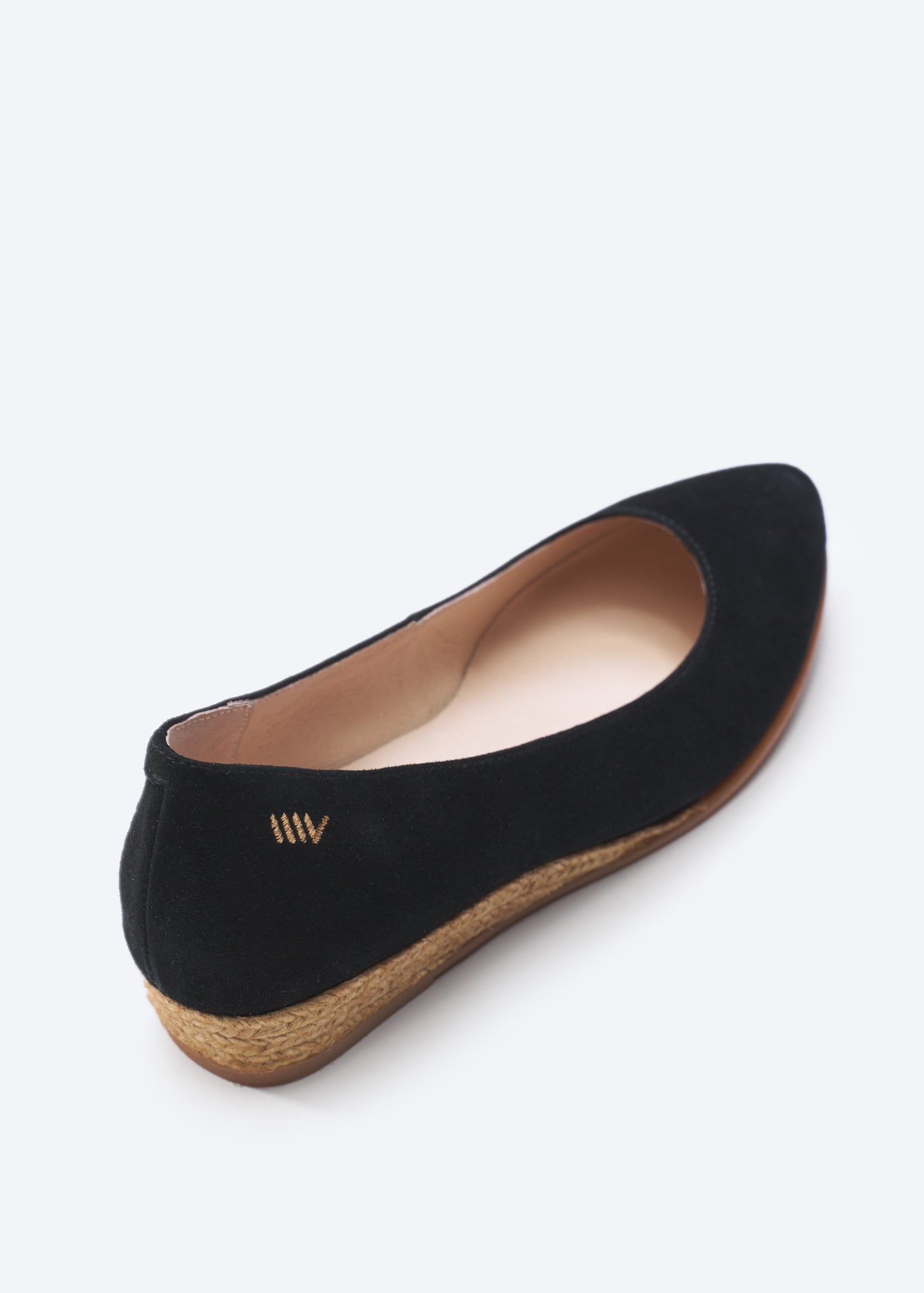 Rubina Black Suede Slip On Women Espadrille Flat Back Detail