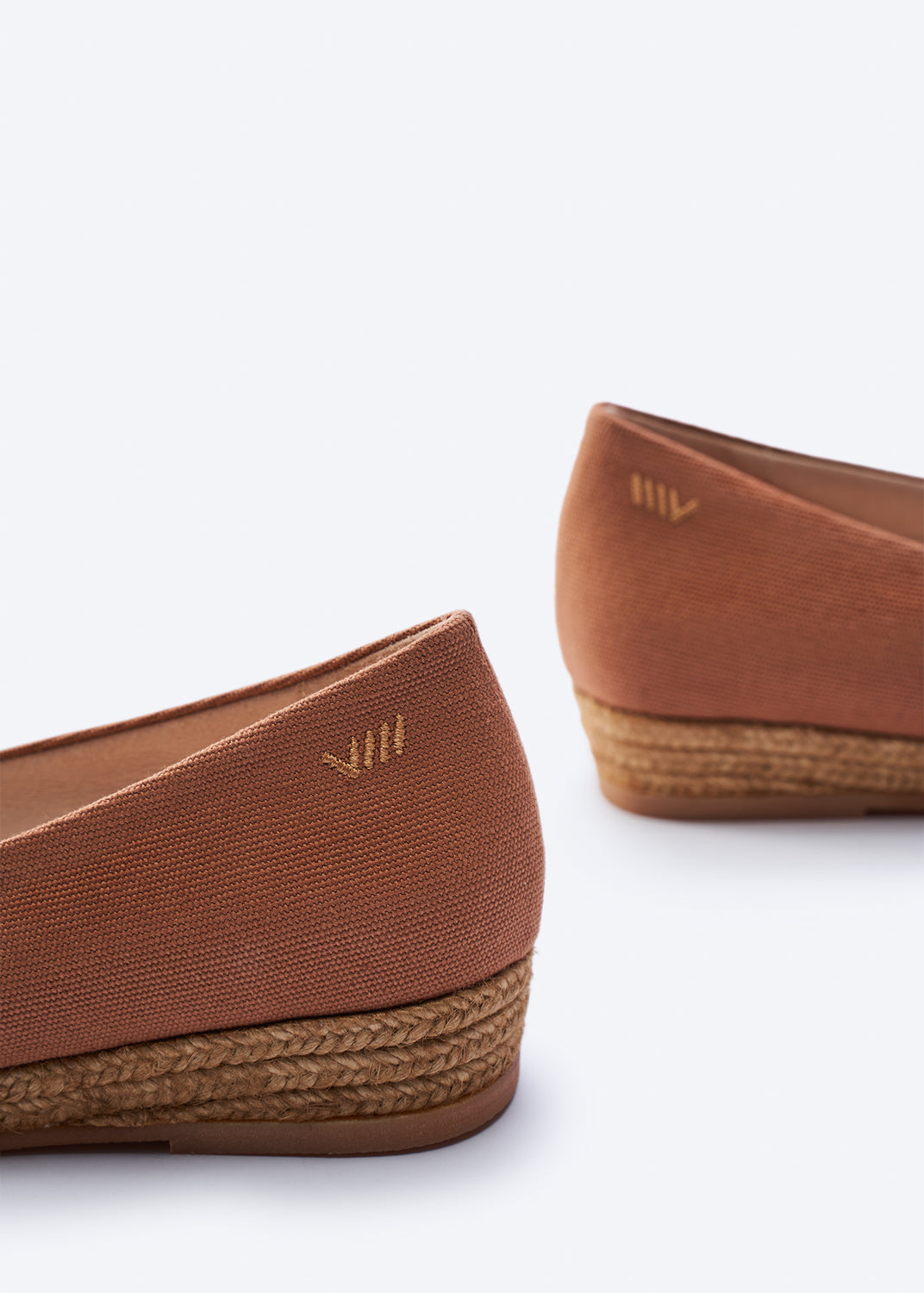 Rubina Limited Edition Brown Canvas Slip On Women Espadrille Flats Back Details