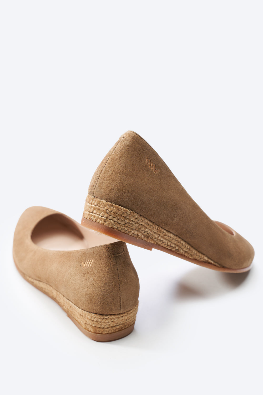 Rubina Camel Suede Slip On Women Espadrille Flats Back Detail