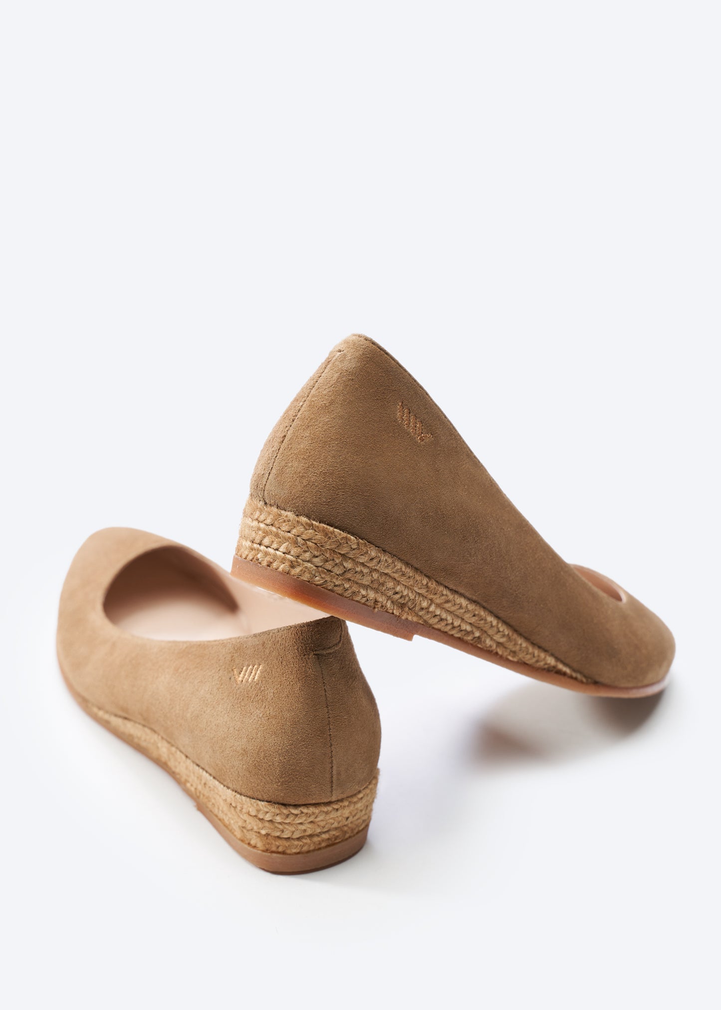 Rubina Camel Suede Slip On Women Espadrille Flats Back Detail