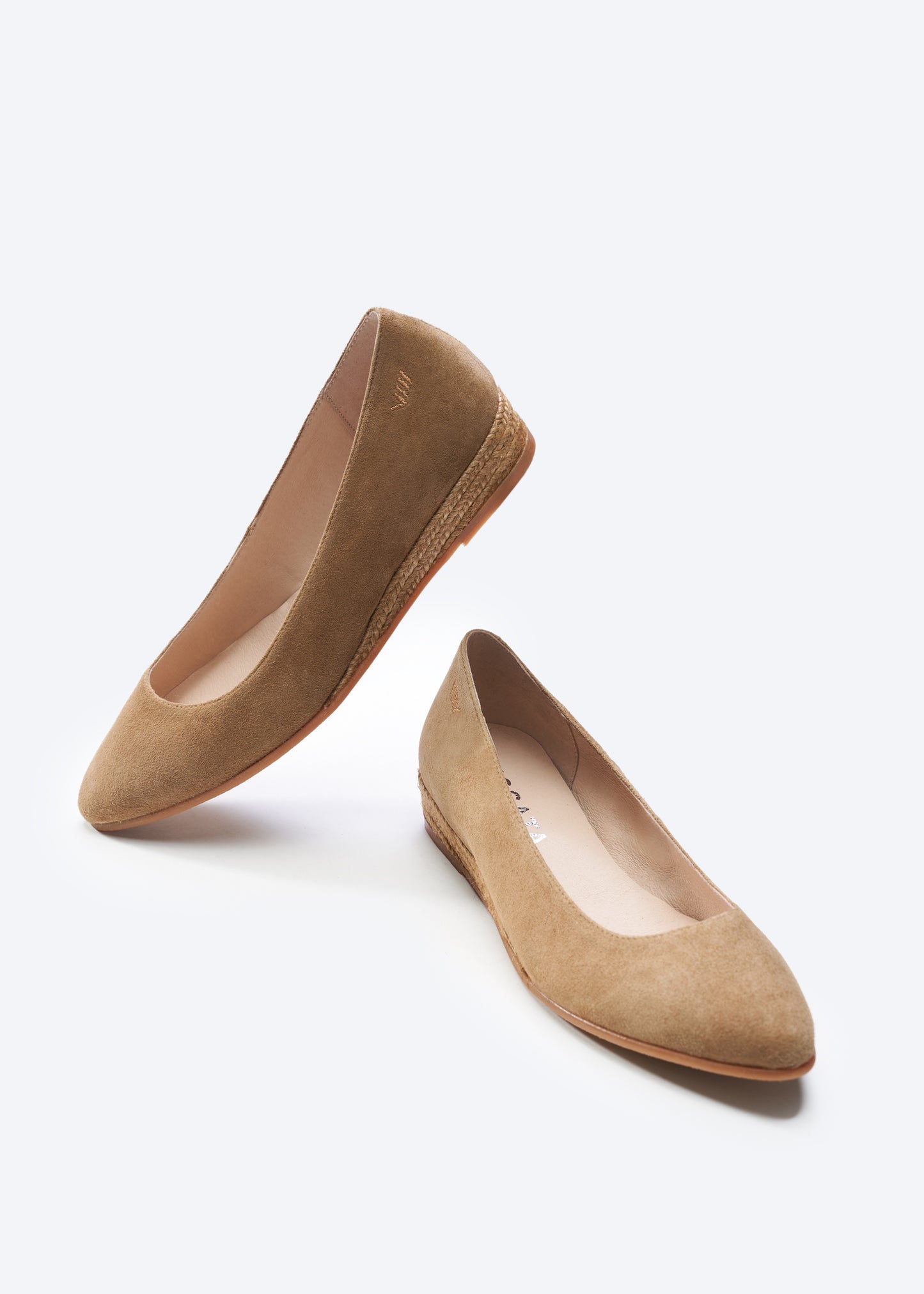 Rubina Camel Suede Slip On Women Pointed Closed Toe Espadrille Flats