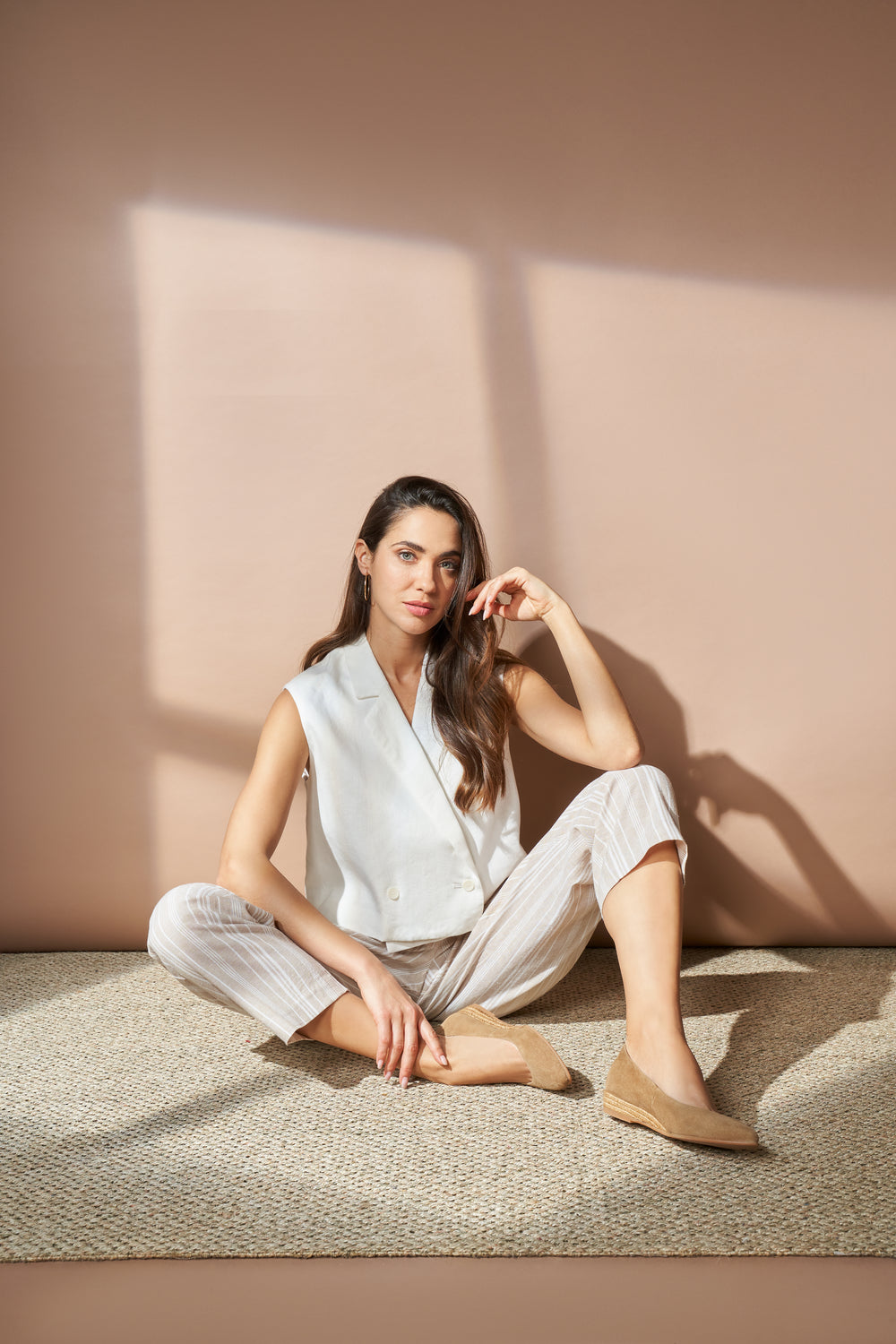 Rubina Camel Suede Slip On Women Espadrille Flats Outfit