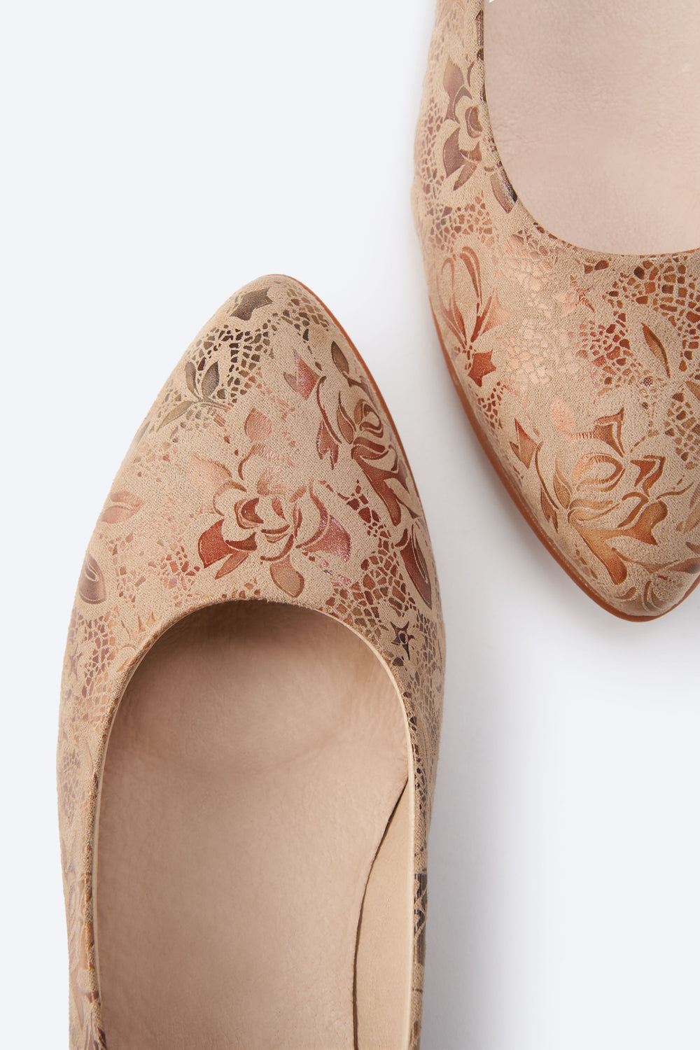 Rubina Limited Edition Copper Floral Jacquard Print Slip On Women Espadrille Flats Pointed Closed Toe Details