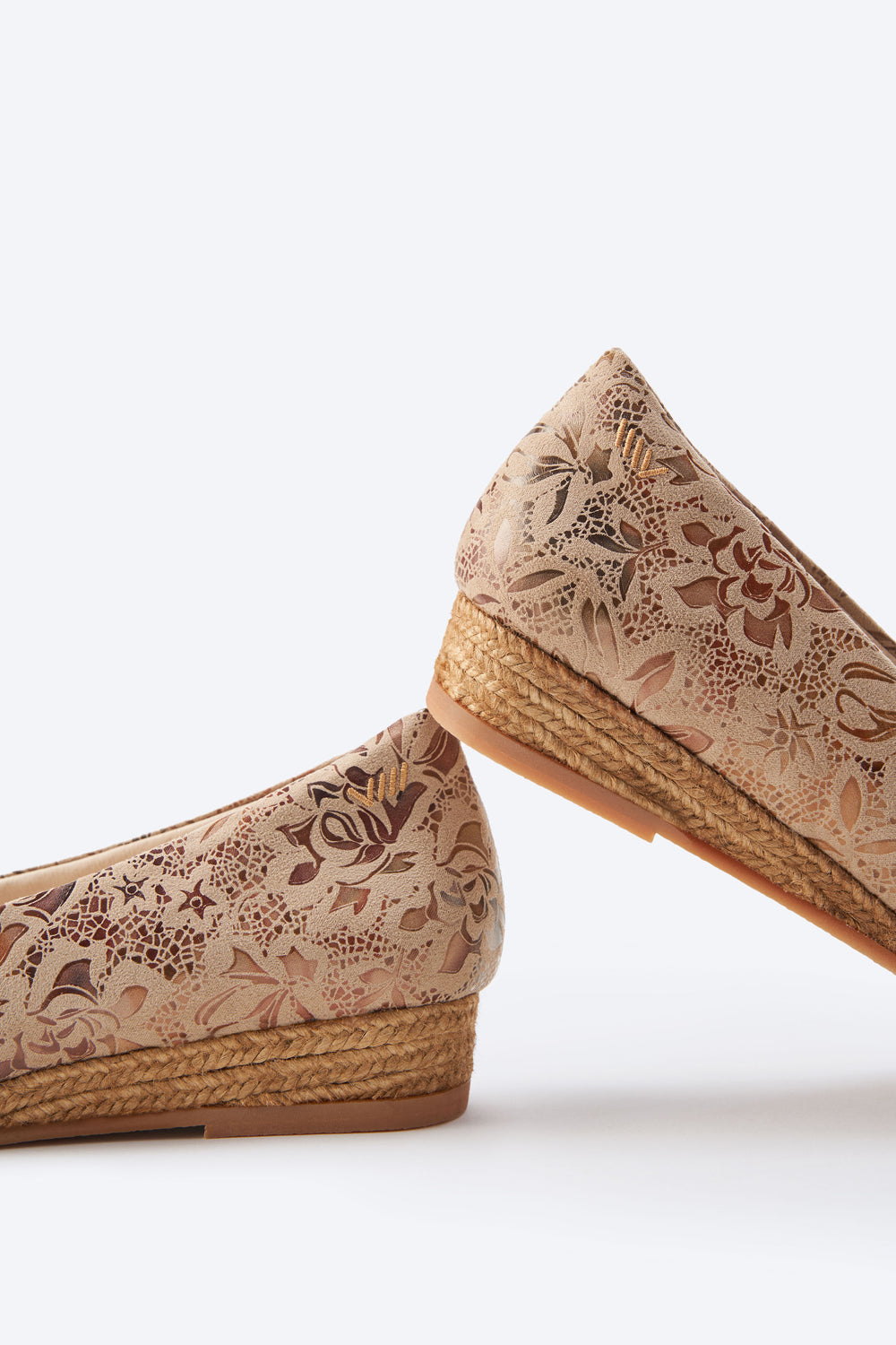 Rubina Limited Edition Copper Floral Jacquard Print Slip On Espadrille Flats