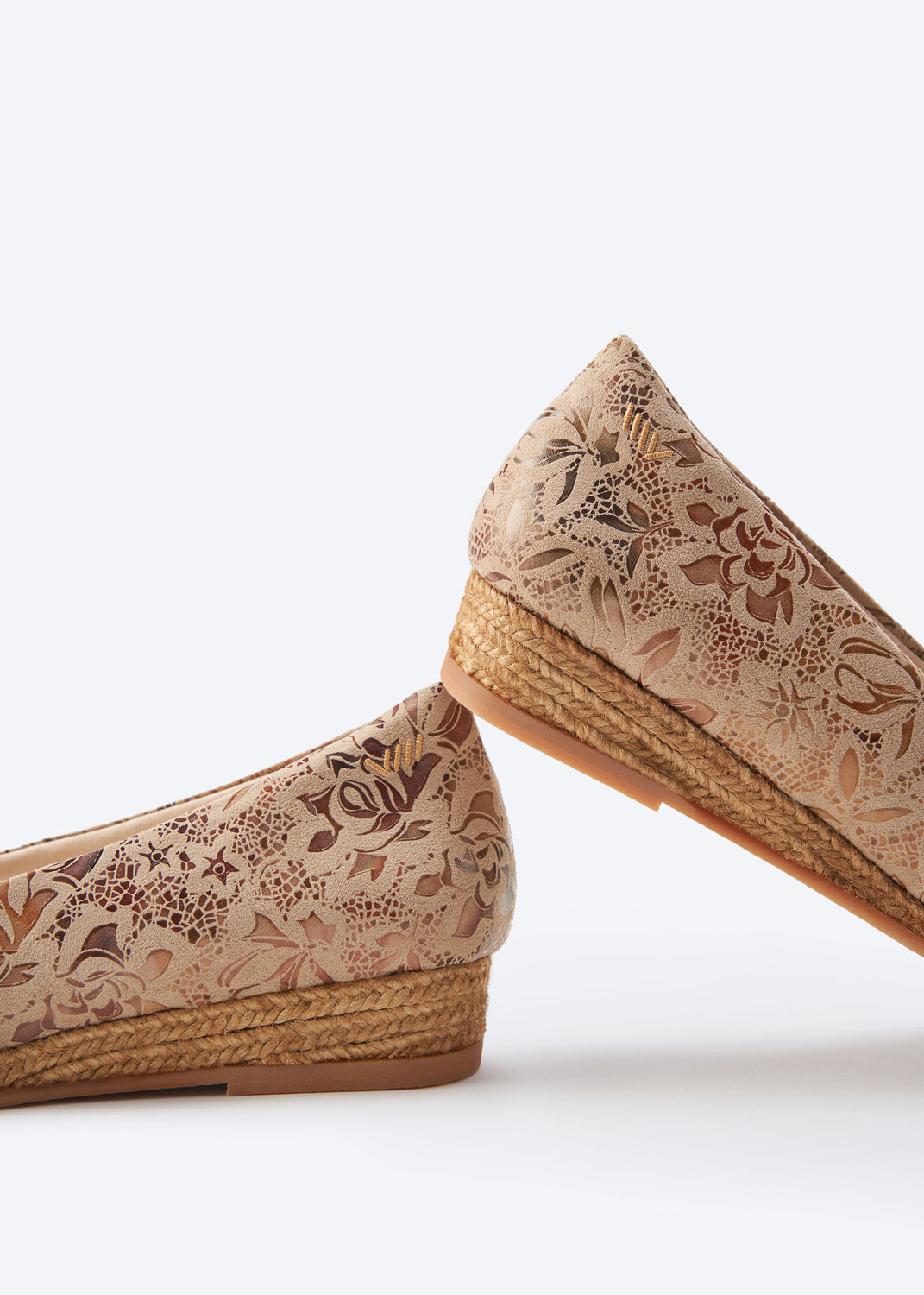 Rubina Limited Edition Copper Floral Jacquard Print Slip On Espadrille Flats