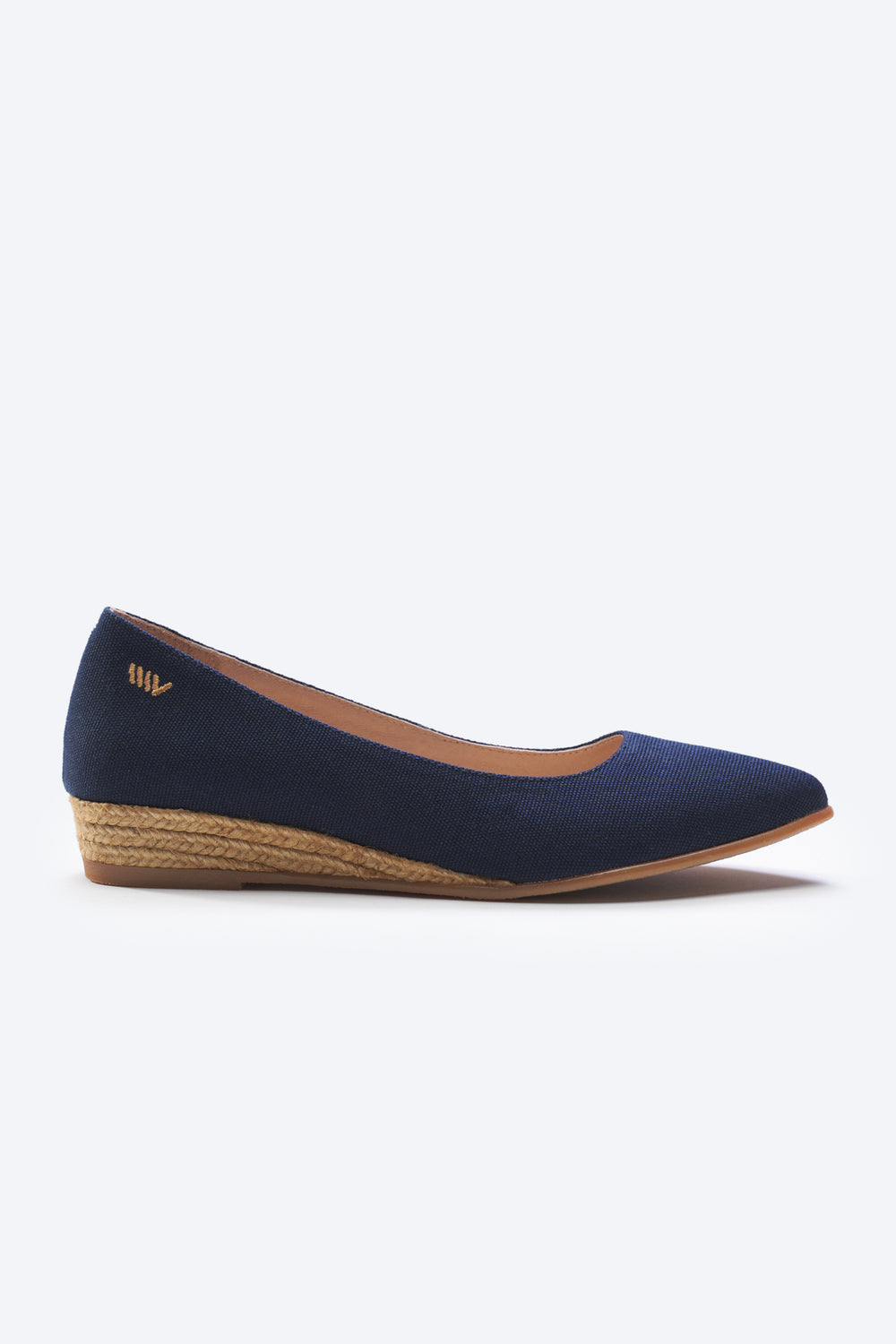 Rubina Navy Blue Canvas Slip On Women Espadrille Flat