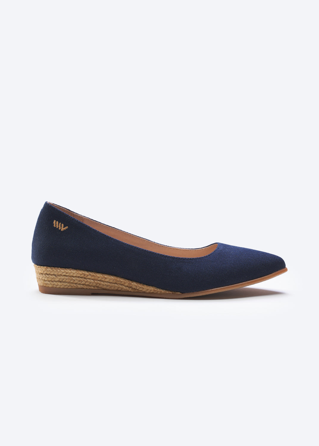 Rubina Navy Blue Canvas Slip On Women Espadrille Flat