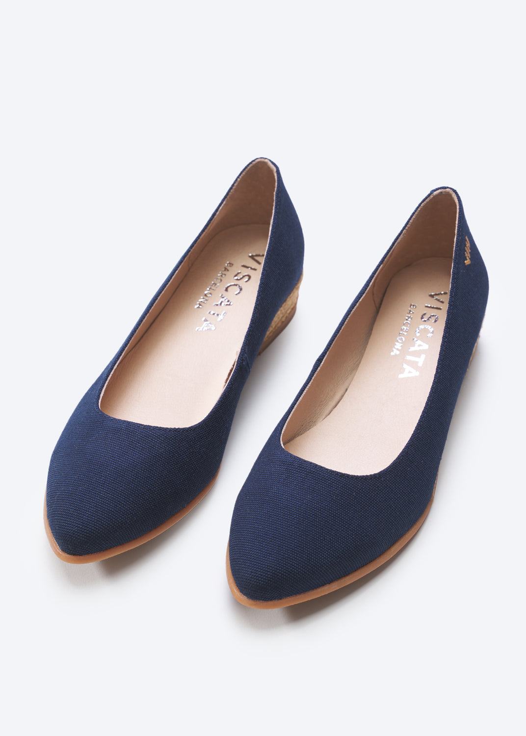 Rubina Navy Blue Canvas Slip On Women Espadrille Flats