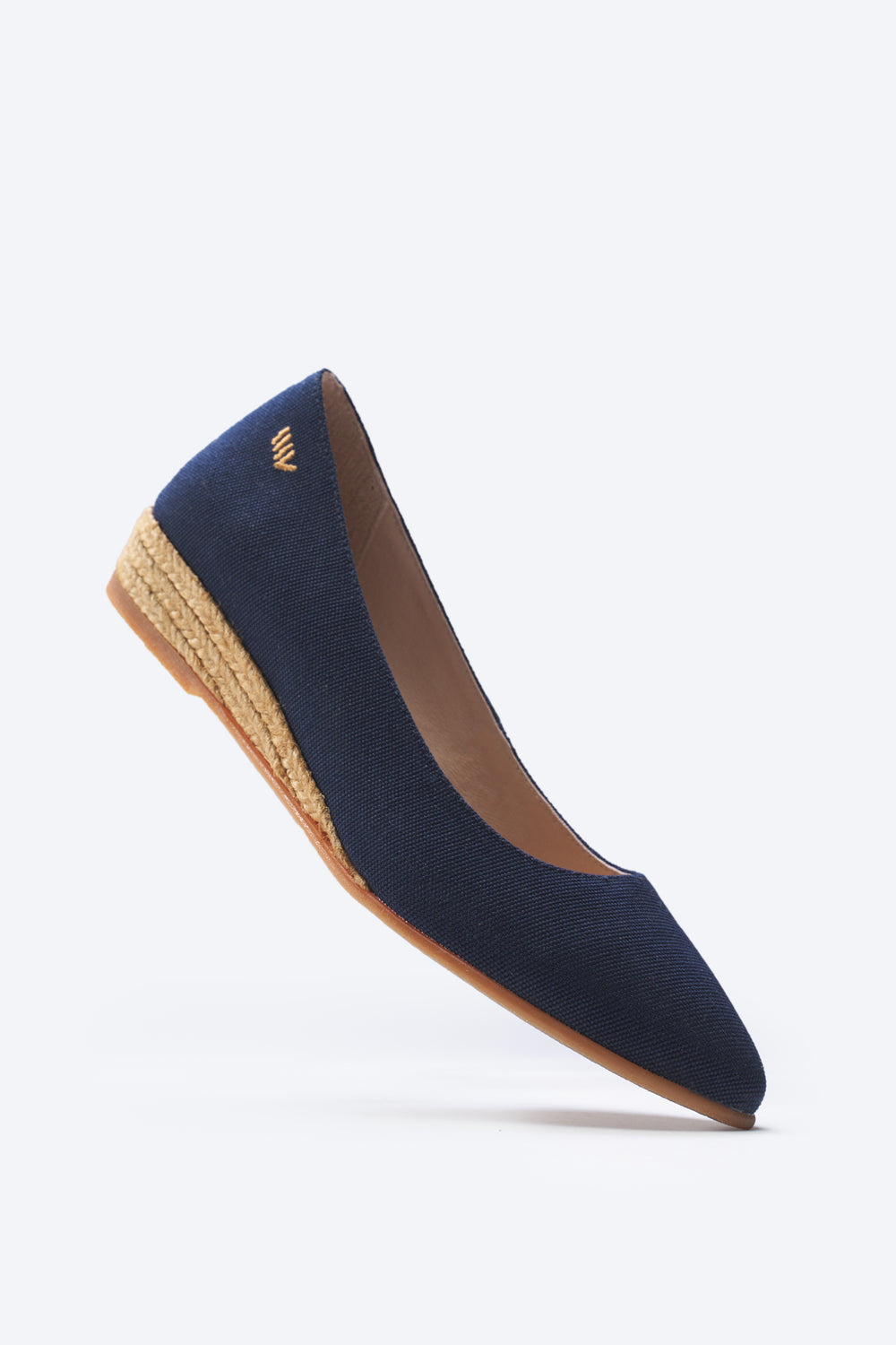 Rubina Navy Blue Canvas Slip On Women Espadrille Flat Wedges