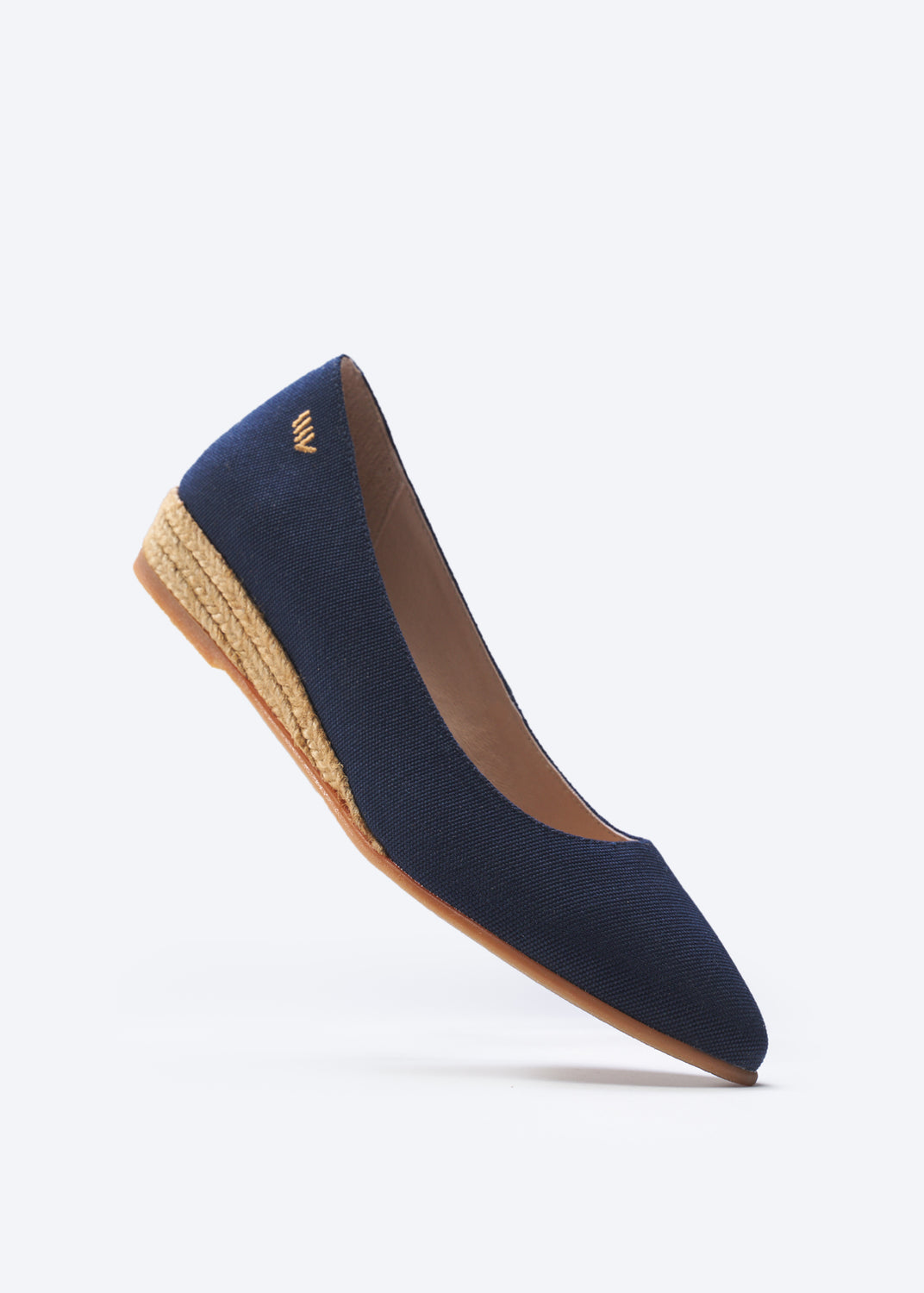 Rubina Navy Blue Canvas Slip On Women Espadrille Flat Wedges