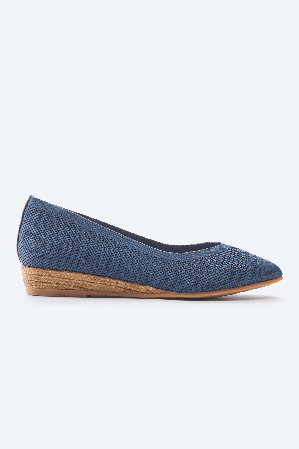 Rubina Navy Blue Elastic Lycra Slip On Women Espadrille Flat
