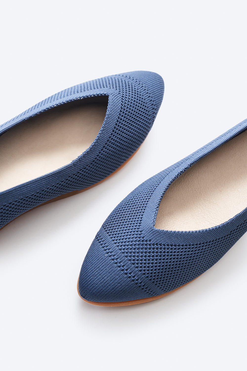 Rubina Navy Blue Elastic Lycra Slip On Women V Cut Closed Toe Espadrille Flats