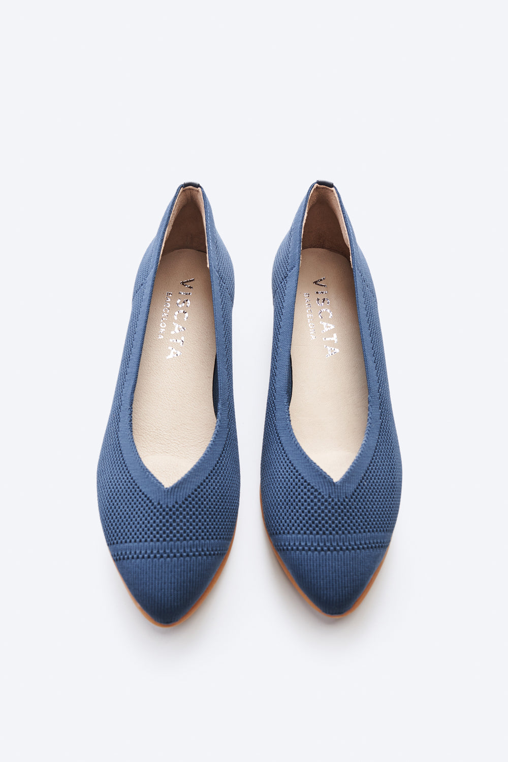 Rubina Navy Blue Elastic Lycra Slip On Women Pointed Closed Toe Espadrille Flats