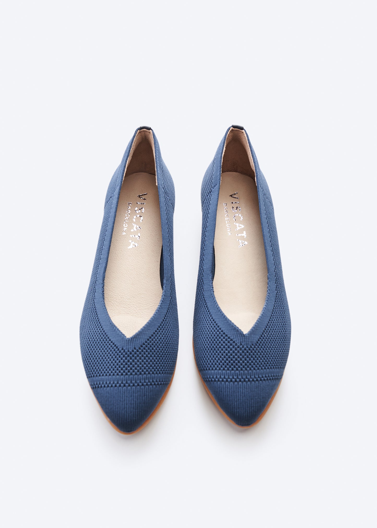 Rubina Navy Blue Elastic Lycra Slip On Women Pointed Closed Toe Espadrille Flats