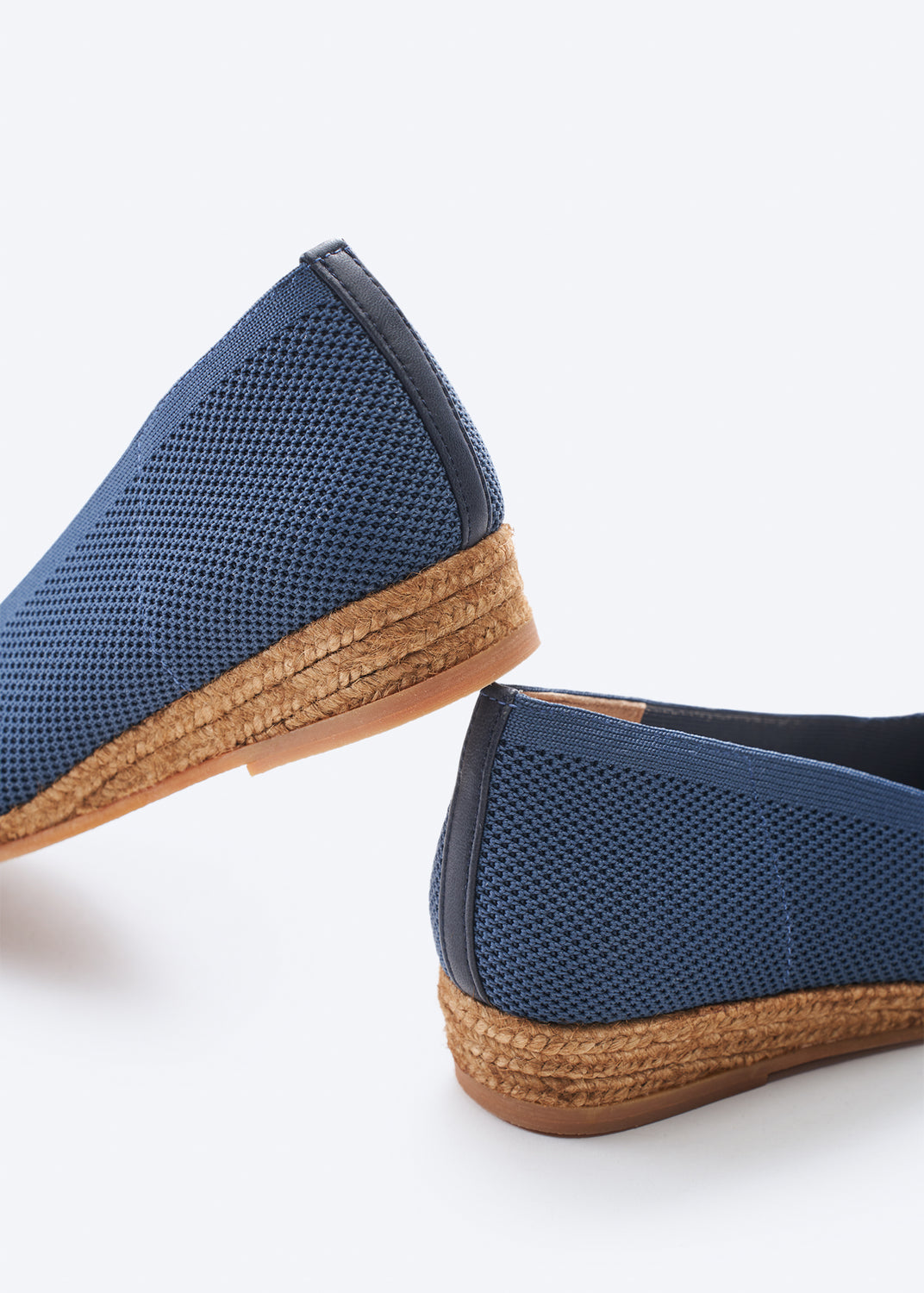 Rubina Navy Blue Elastic Lycra Slip On Women Espadrille Flats Back Detail