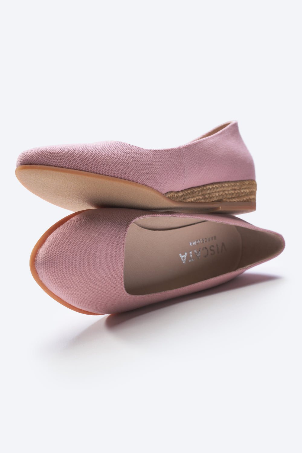 Rubina Limited Edition Pink Canvas Slip On Women Almond Toe Espadrille Flats