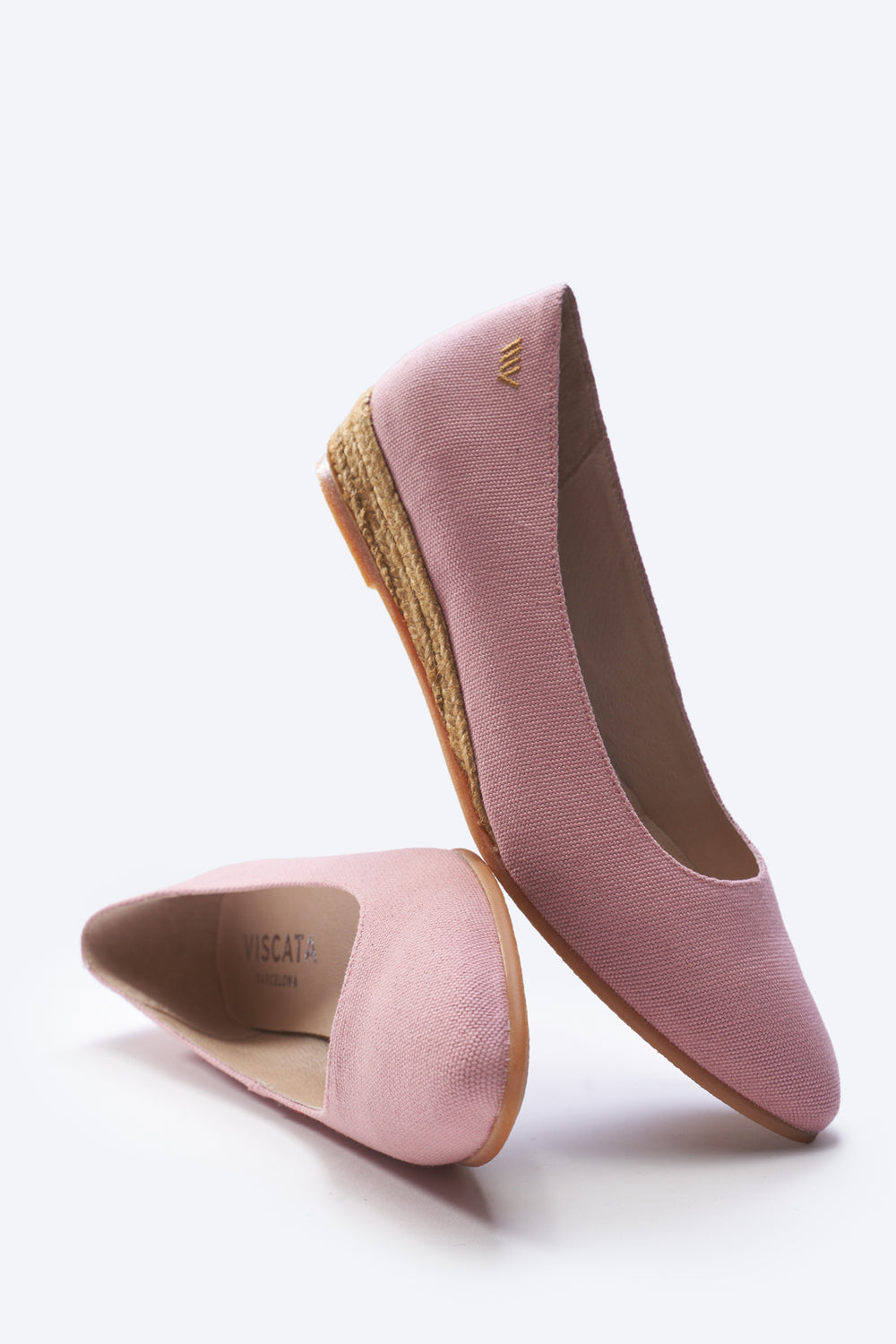 Rubina Limited Edition Pink Canvas Slip On Women Espadrille Low Wedge Flats