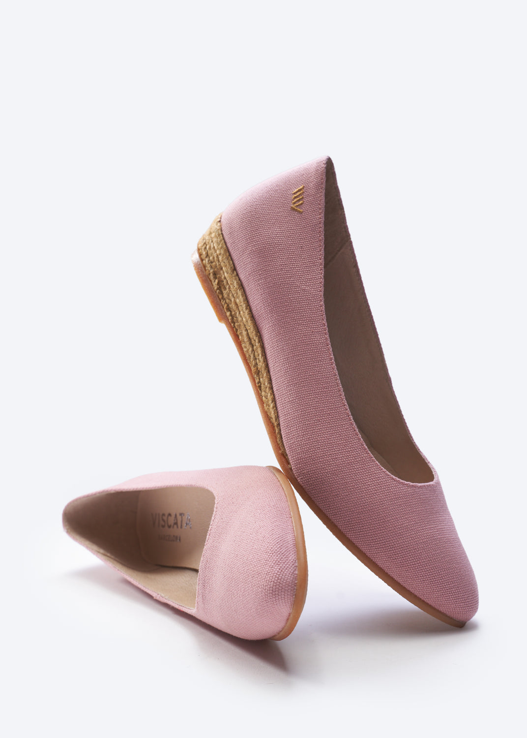 Rubina Limited Edition Pink Canvas Slip On Women Espadrille Low Wedge Flats