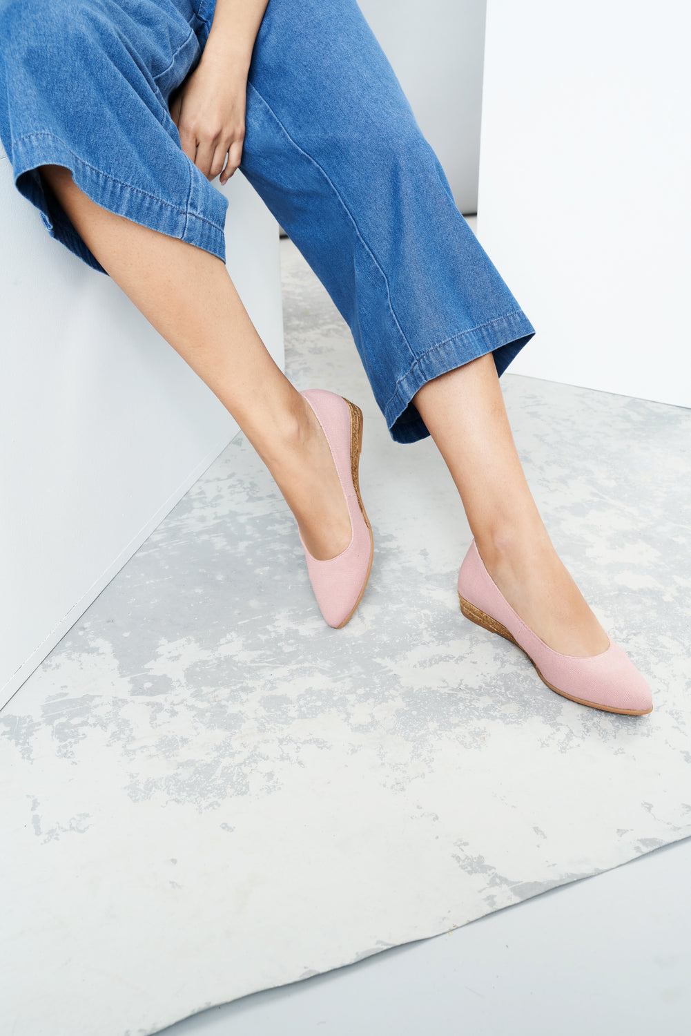 Rubina Limited Edition Pink Canvas Slip On Women Espadrille Flats Legs