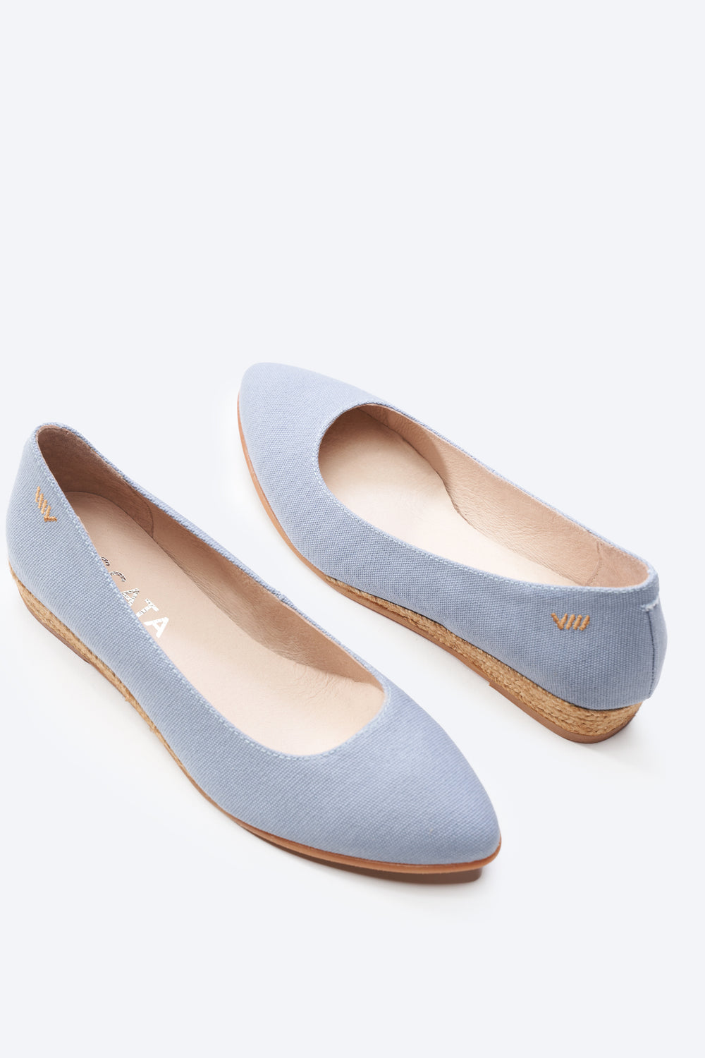 Rubina Limited Edition Sky Blue Canvas Slip On Women Almond Toe Espadrille Flats