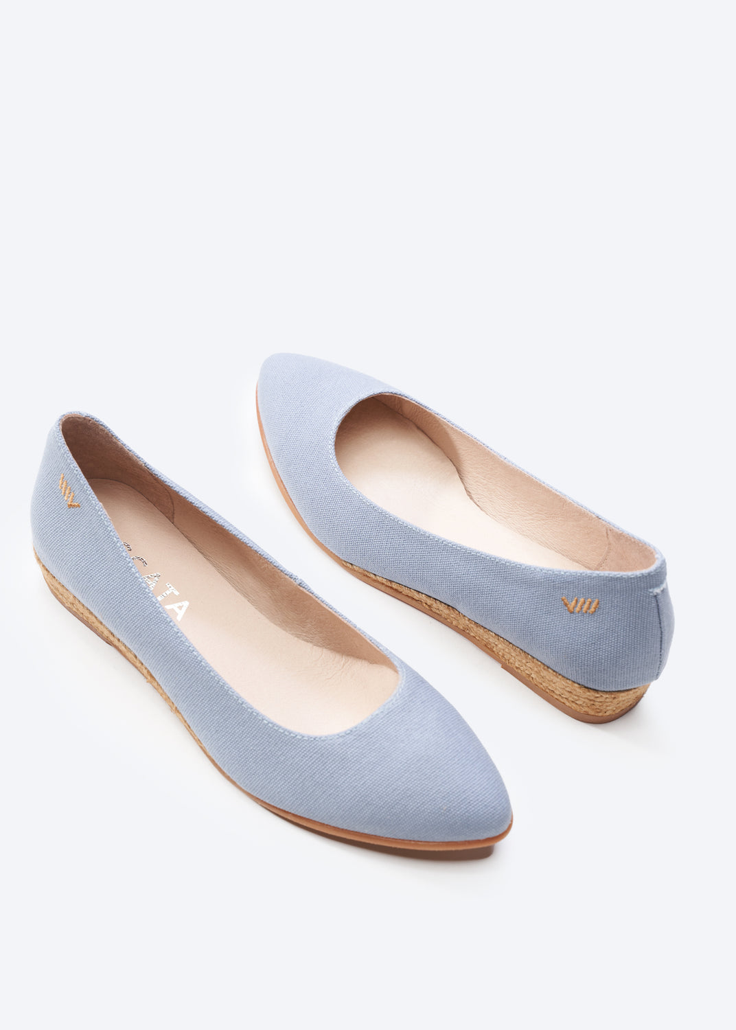 Rubina Limited Edition Sky Blue Canvas Slip On Women Almond Toe Espadrille Flats