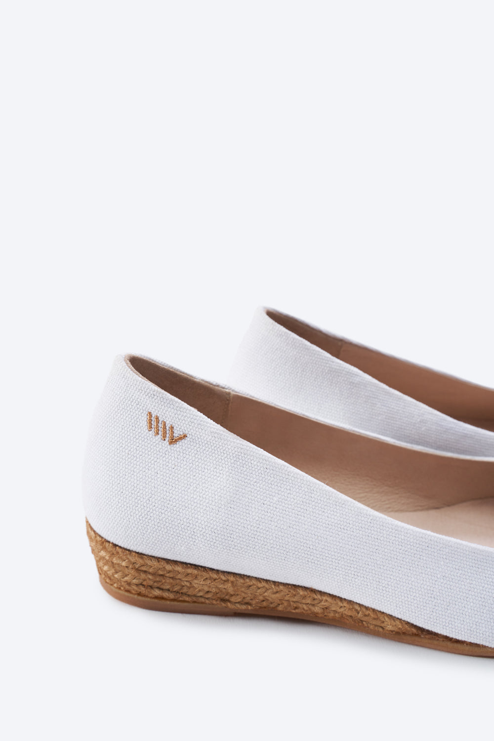 Rubina Limited Edition White Canvas Slip On Women Espadrille Flats Back Detail