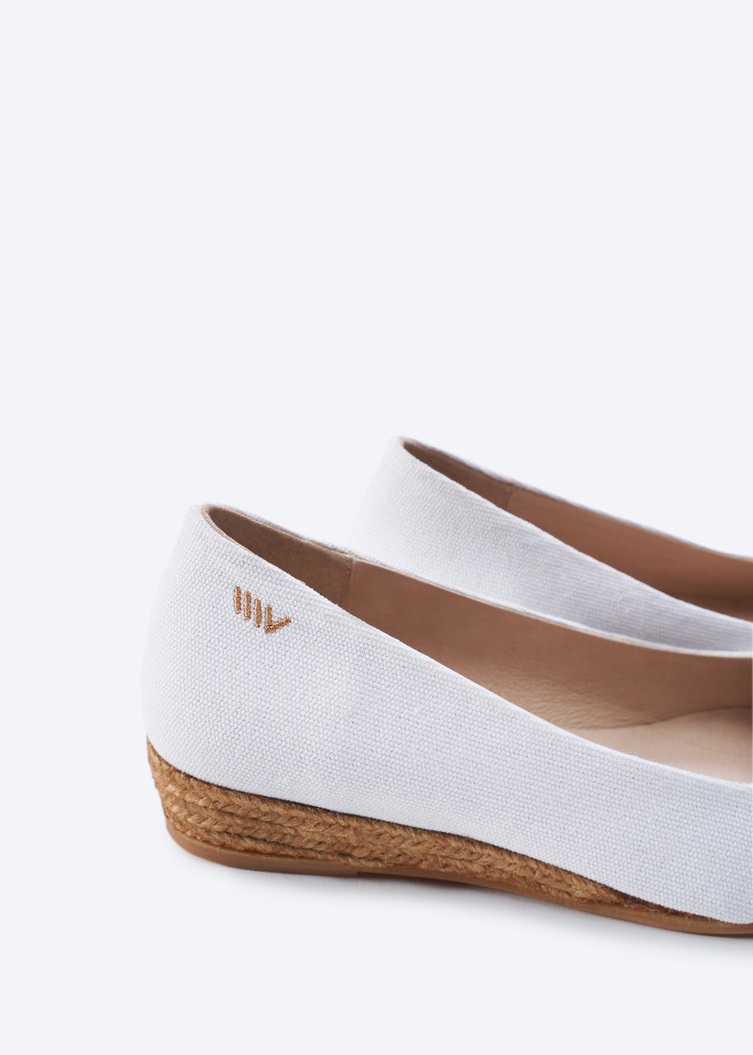 Rubina Limited Edition White Canvas Slip On Women Espadrille Flats Back Detail