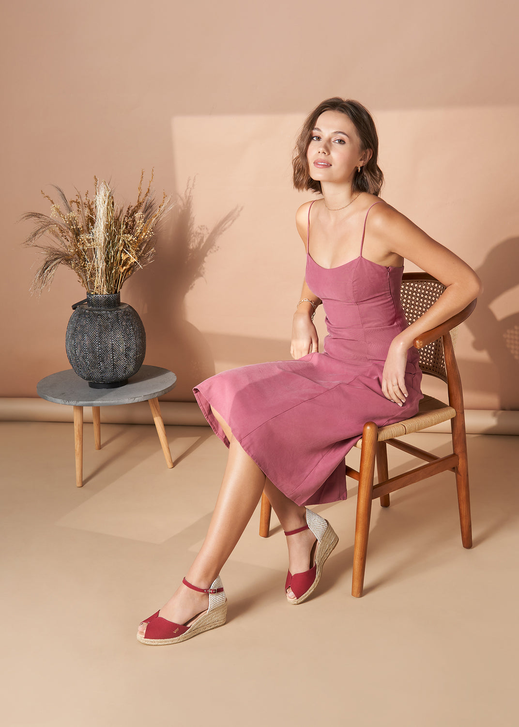Sacova Limited Edition Cherry Canvas Ankle Strap Women Espadrille Open Toe Wedges Outfit
