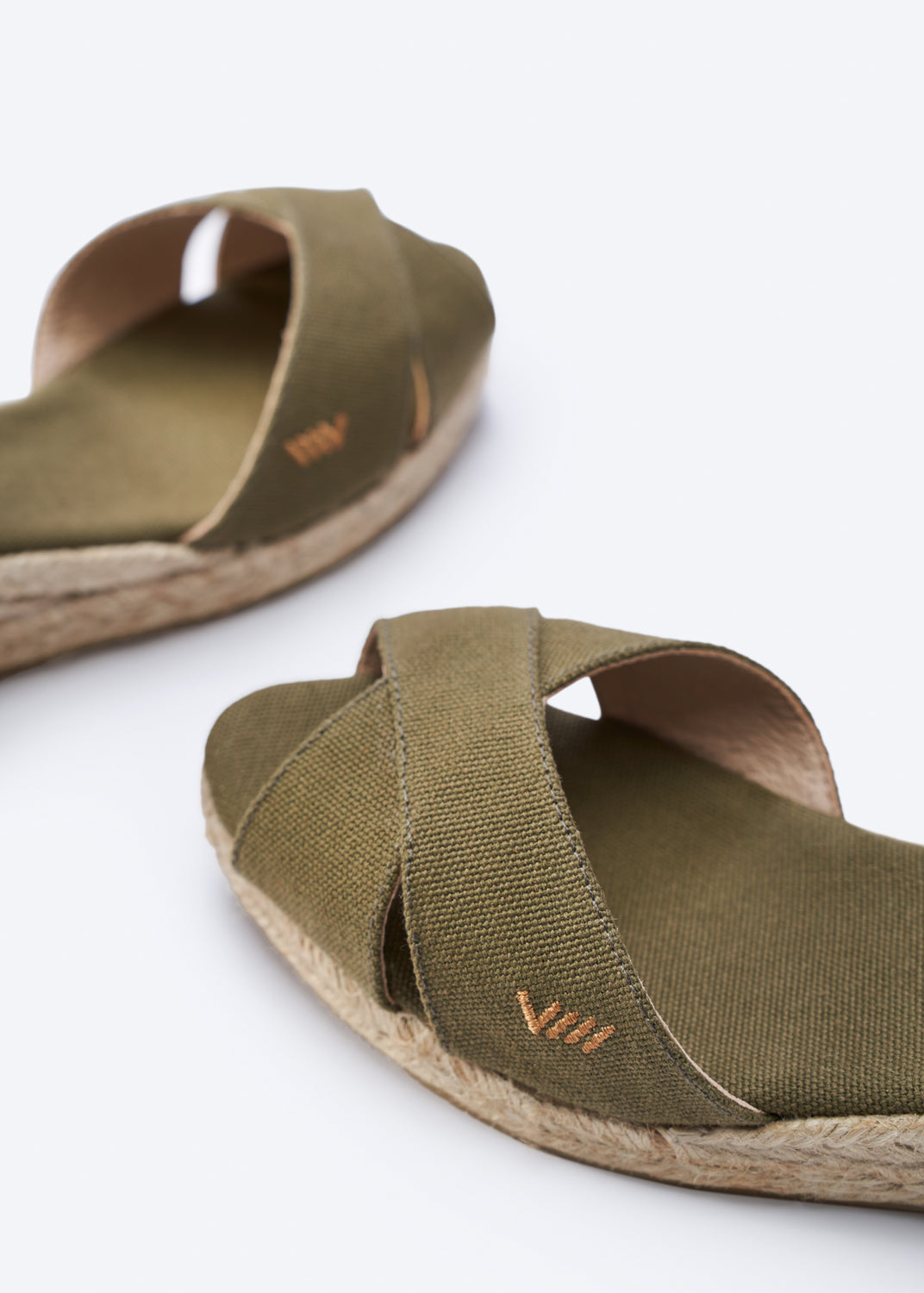 Salina Limited Edition Olive Canvas Ankle Strap Women Espadrille Wedges Open Toe Detail