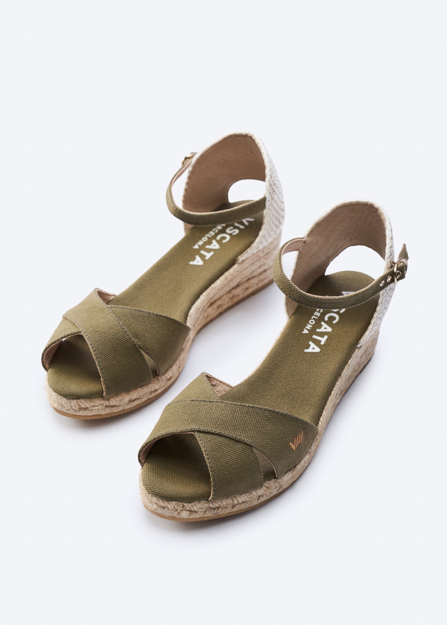Salina Limited Edition Olive Canvas Ankle Strap Women Open Toe Espadrille Wedges