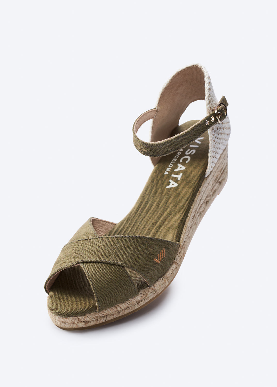Salina Limited Edition Olive Canvas Ankle Strap Women Crossed Open Toe Espadrille Wedges