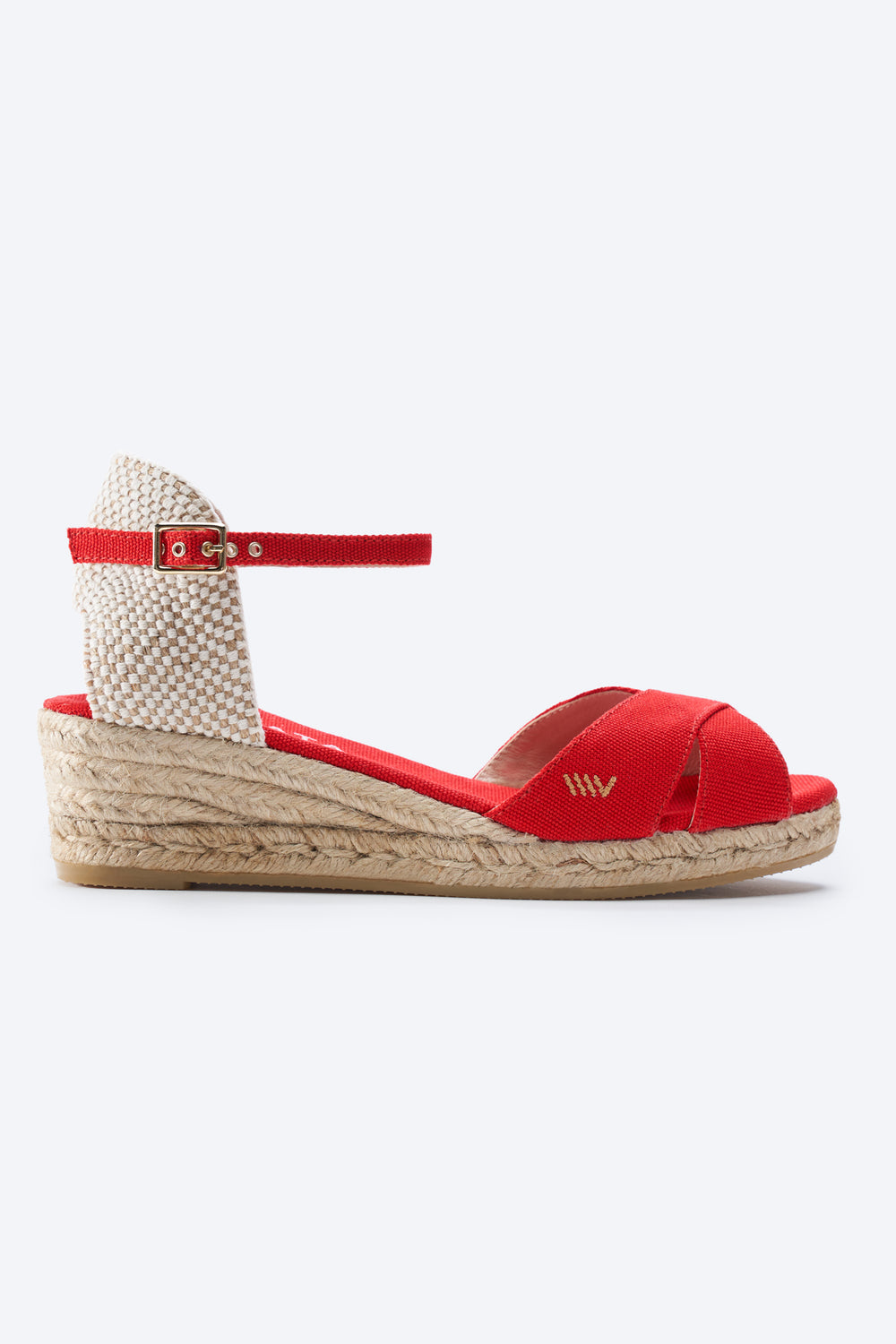 Salina Limited Edition Red Canvas Ankle Strap Women Espadrille Wedge