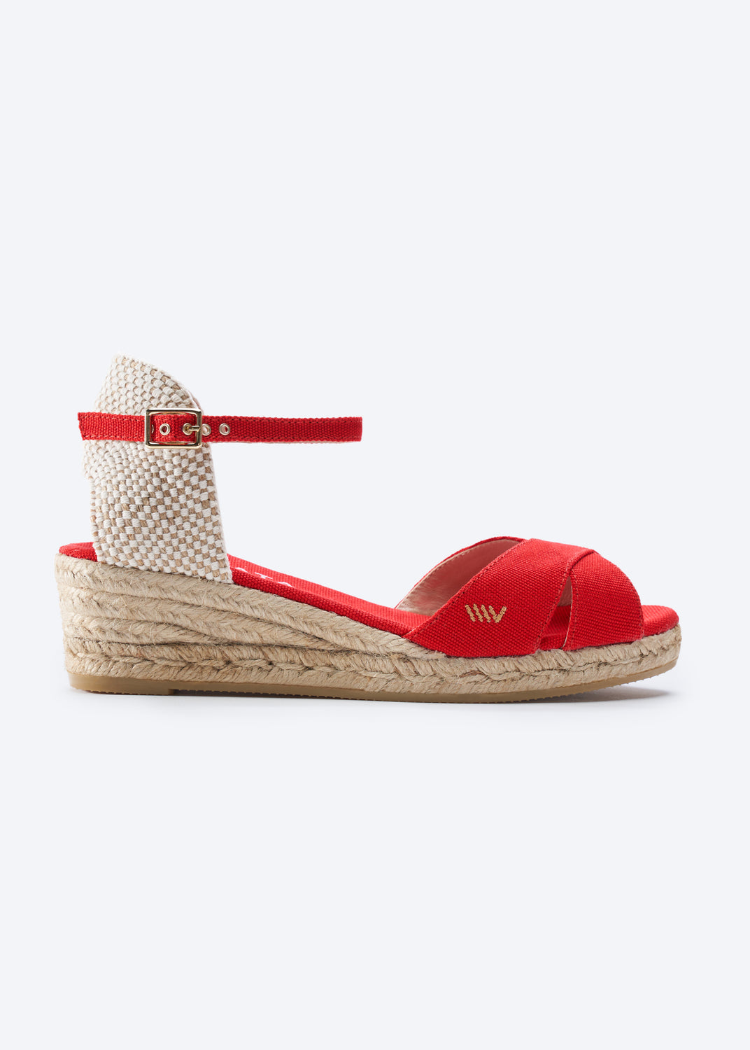 Salina Limited Edition Red Canvas Ankle Strap Women Espadrille Wedge