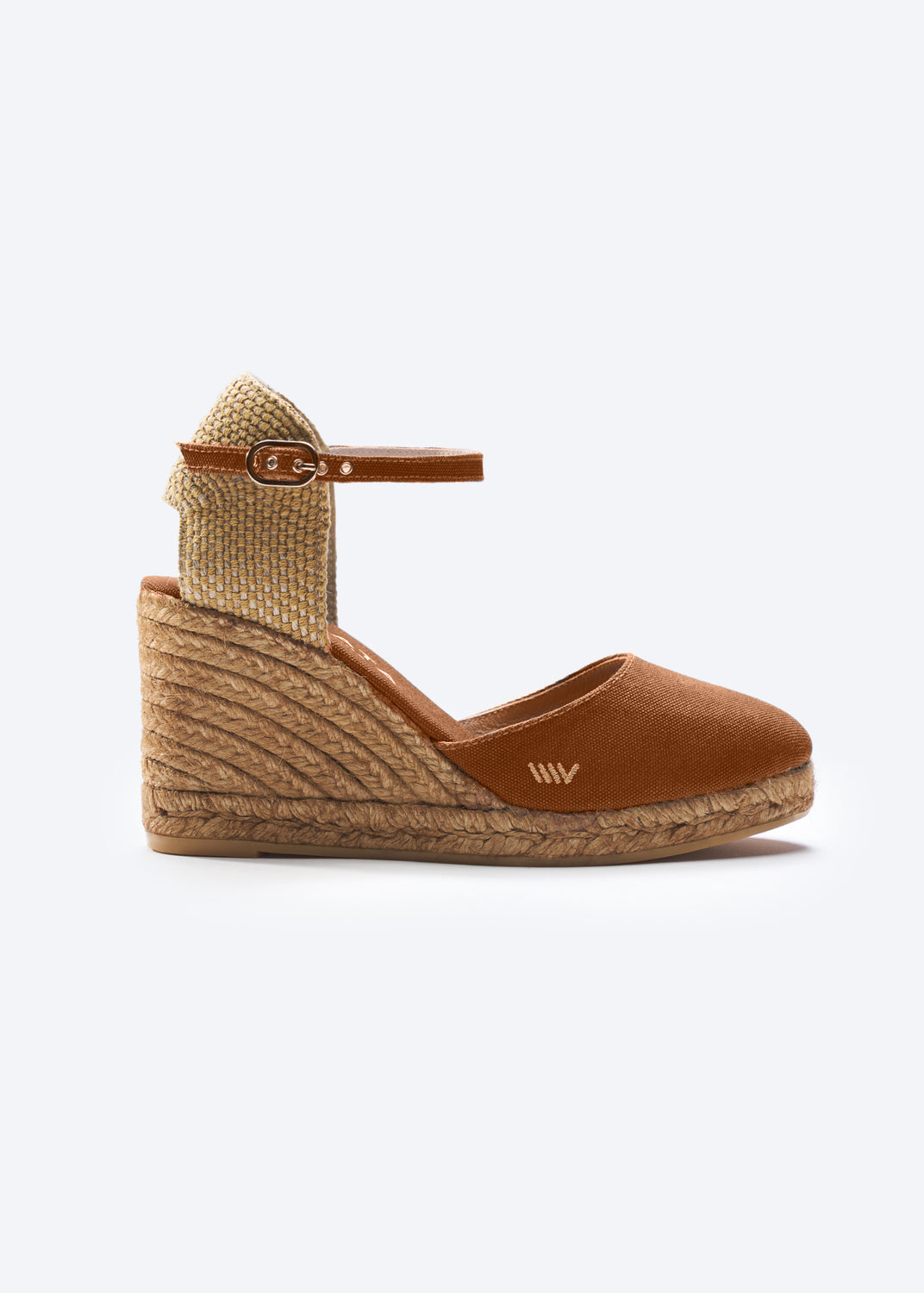Satuna Limited Edition Brown Canvas Ankle Strap Women Espadrille Wedge
