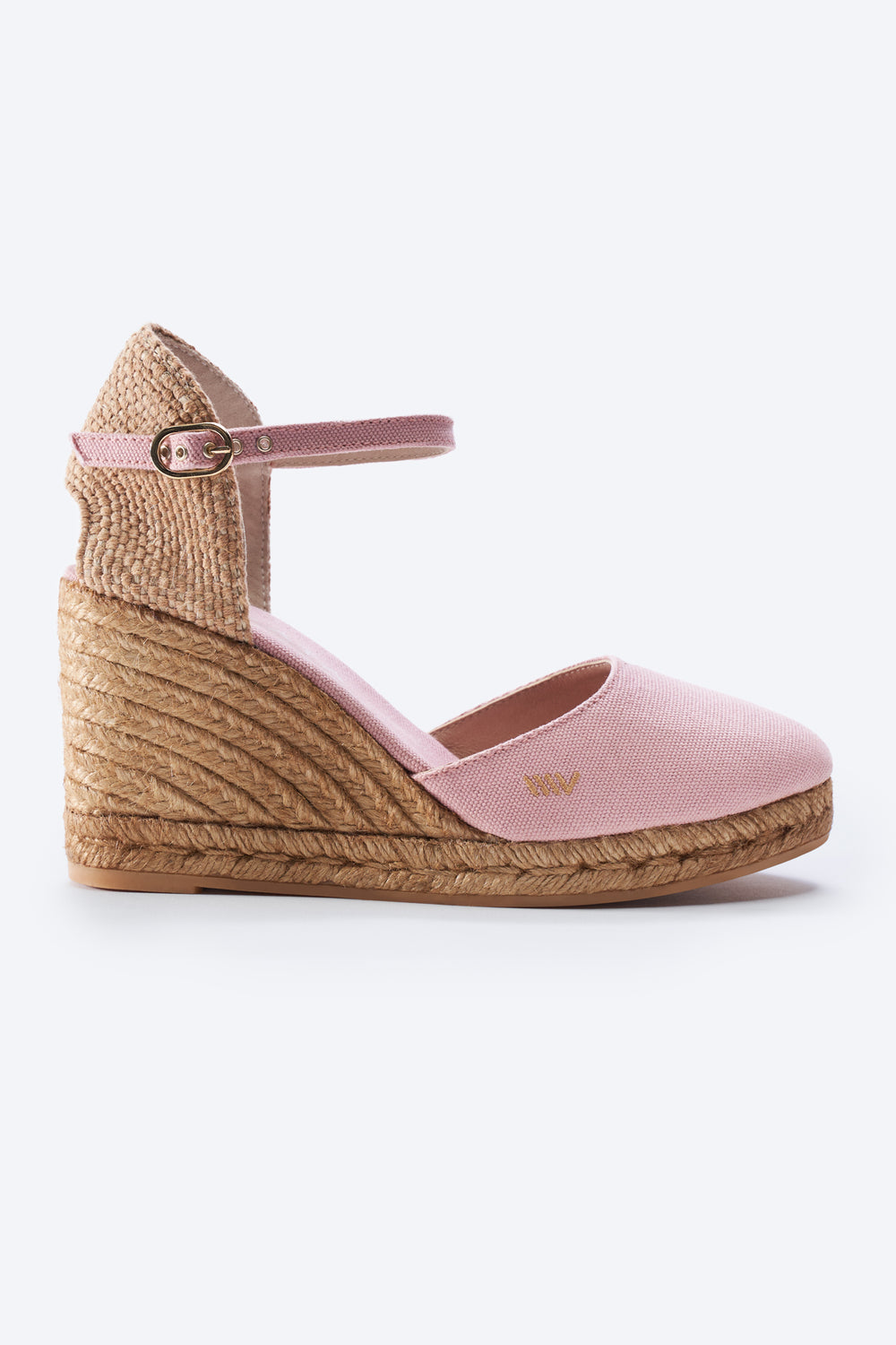 Satuna Limited Edition Pink Canvas Ankle Strap Women Espadrille Wedge