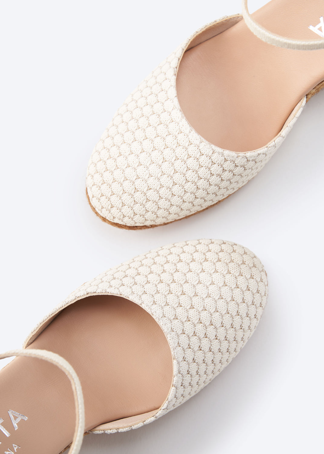 Satuna Limited Edition White Mesh Rounded Closed Toe Espadrille Wedges