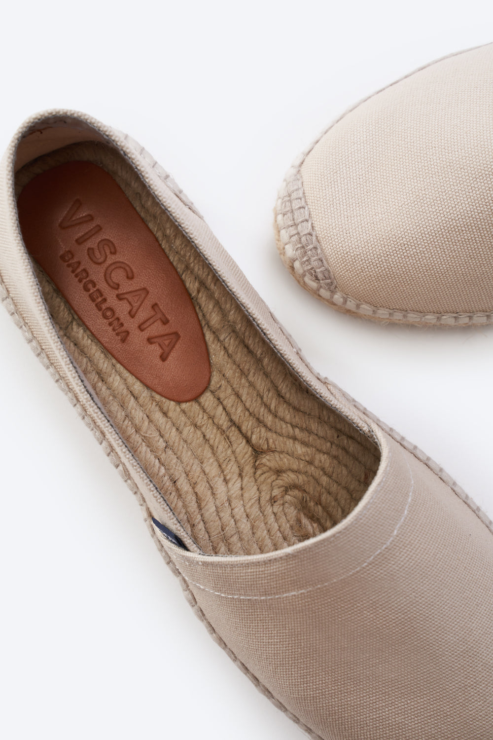 Sitges Beige Canvas Slip On Men Espadrilles Viscata Insole Detail