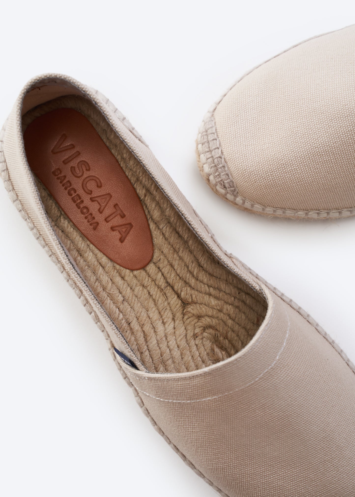 Sitges Beige Canvas Slip On Men Espadrilles Viscata Insole Detail