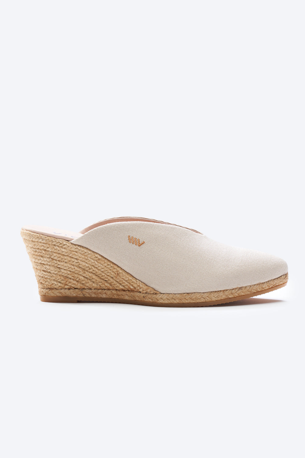 Truja Beige Canvas Slip On Woman Espadrille Mule Wedge