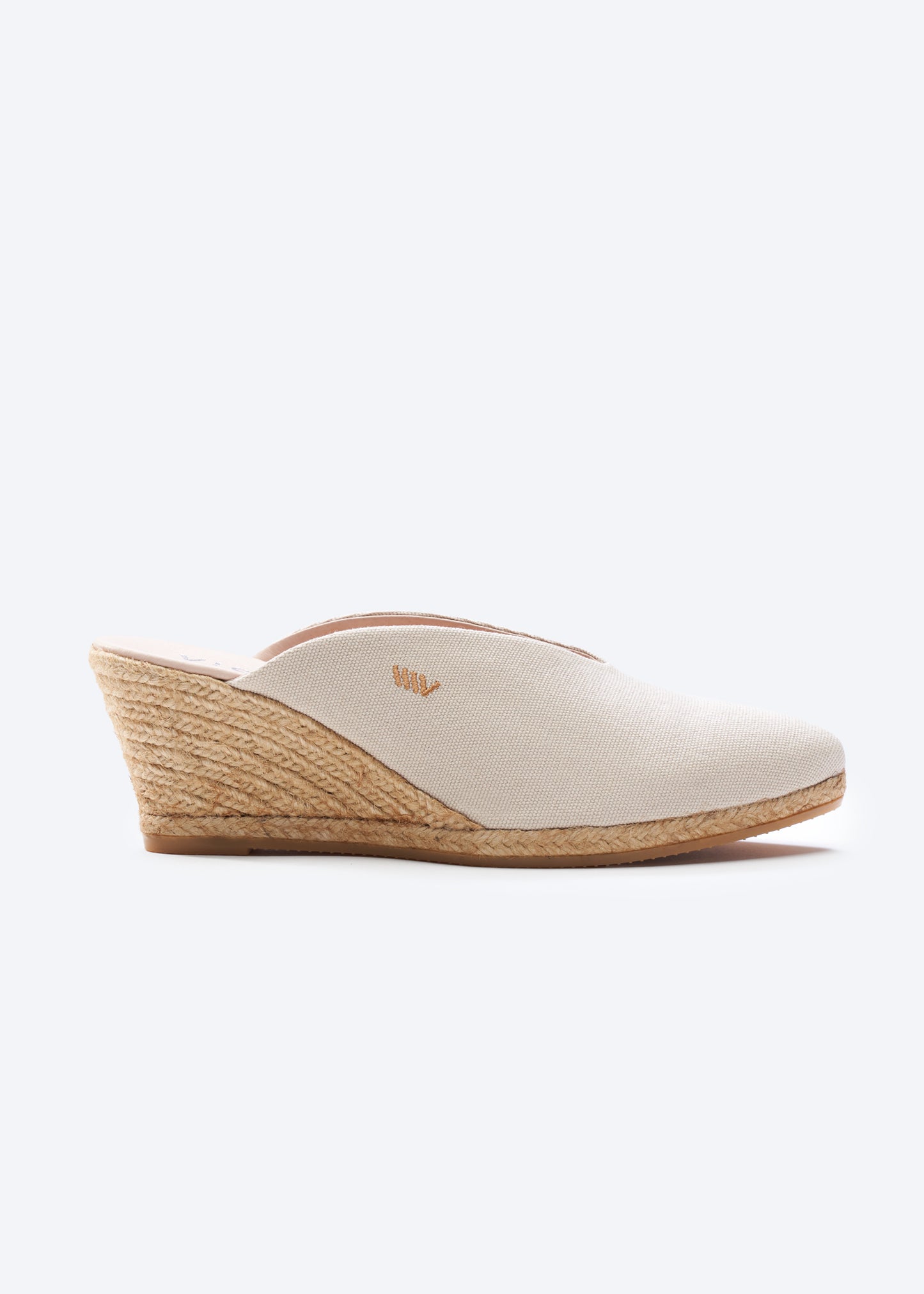 Truja Beige Canvas Slip On Woman Espadrille Mule Wedge