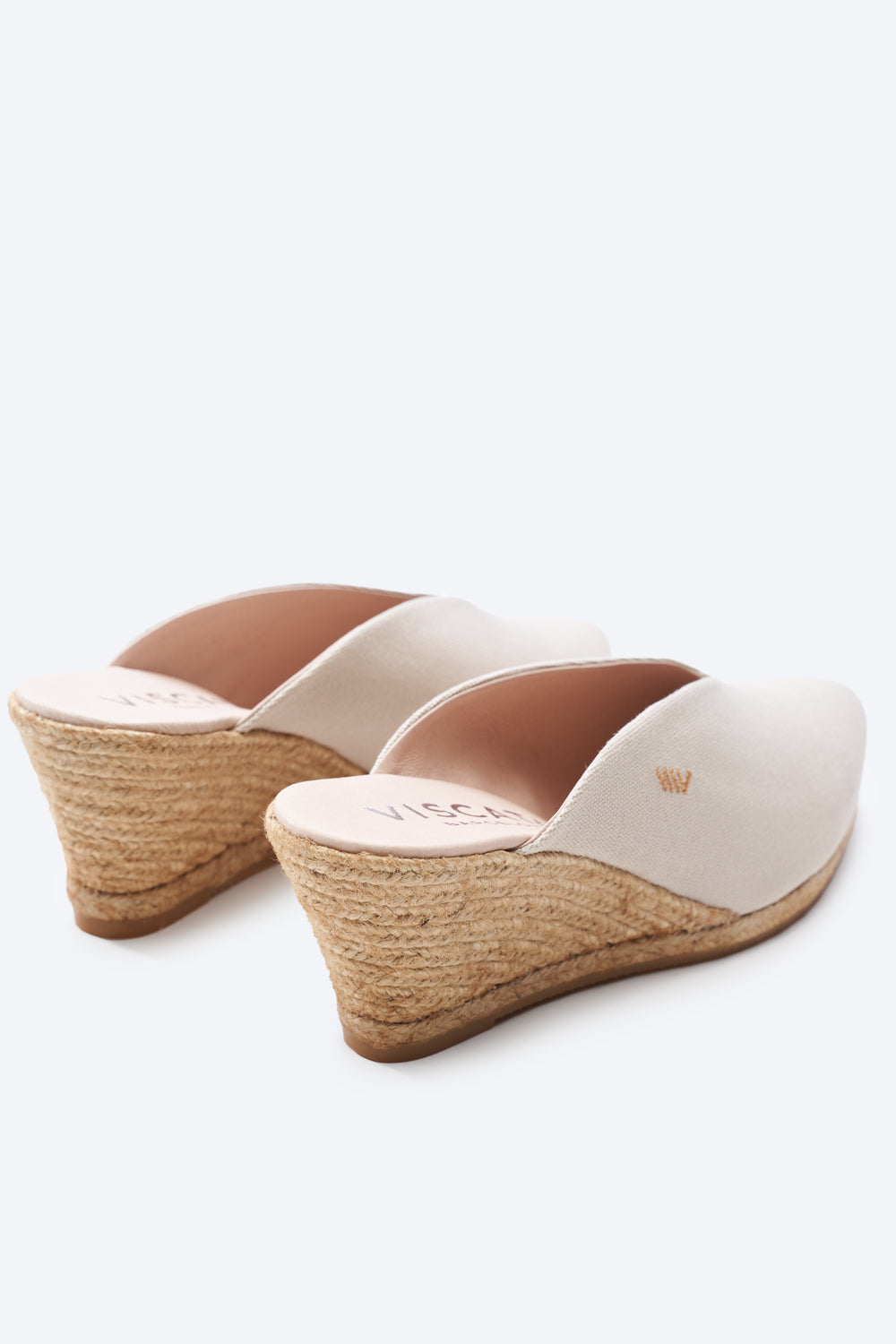 Truja Beige Canvas Slip On Woman Espadrille Mule Wedges Back Detail