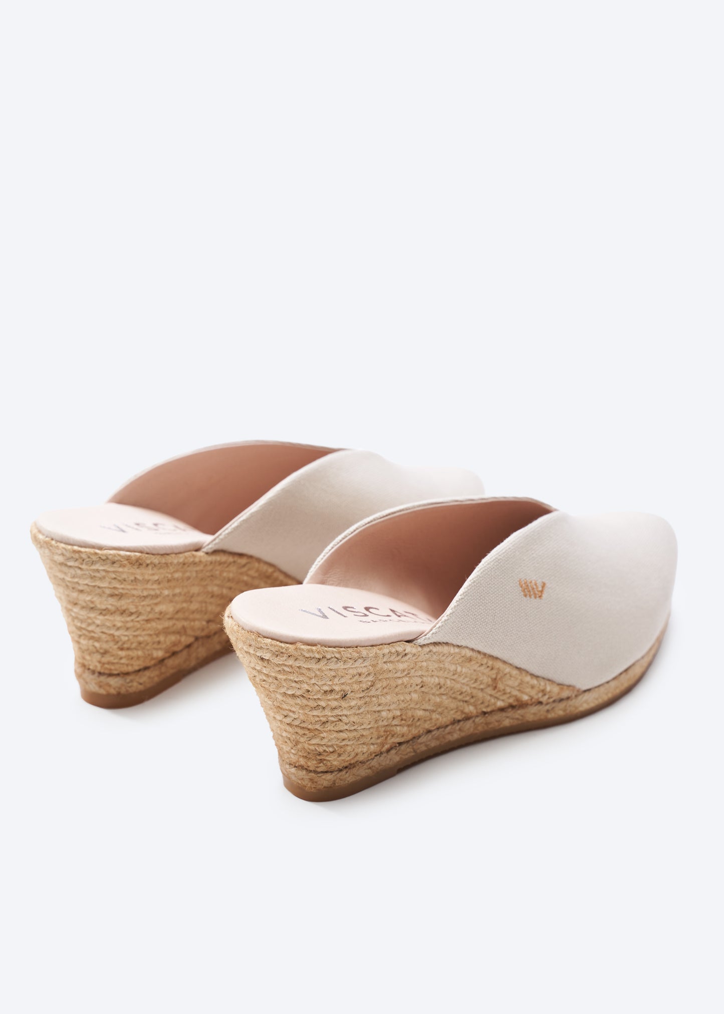 Truja Beige Canvas Slip On Woman Espadrille Mule Wedges Back Detail