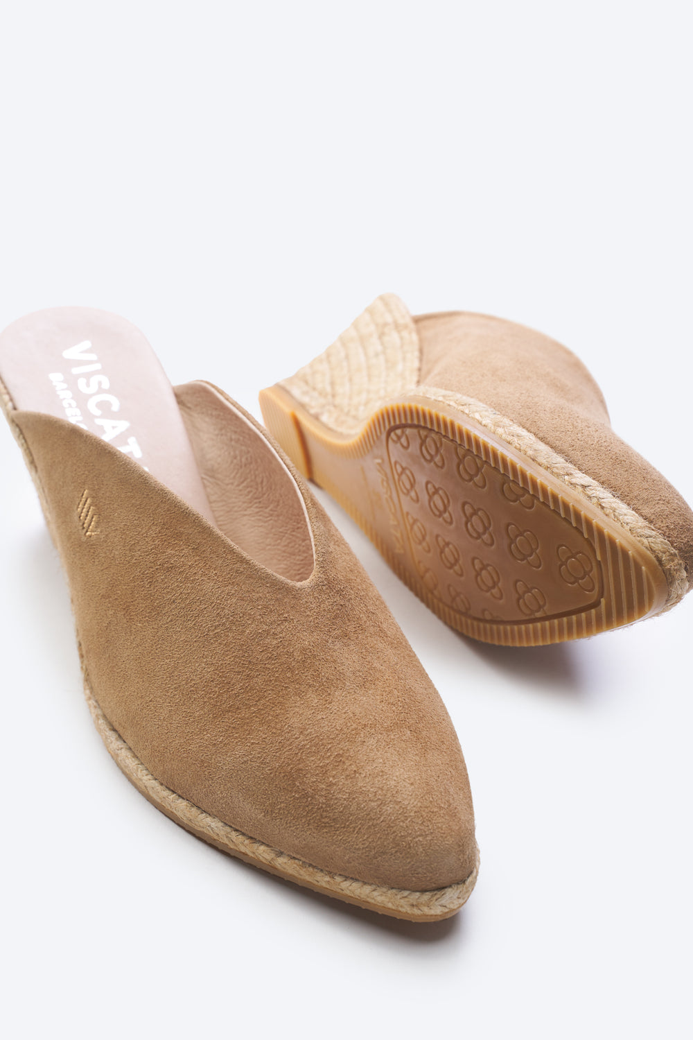 Truja Camel Suede Slip On Woman Espadrille Mule Medium Wedges
