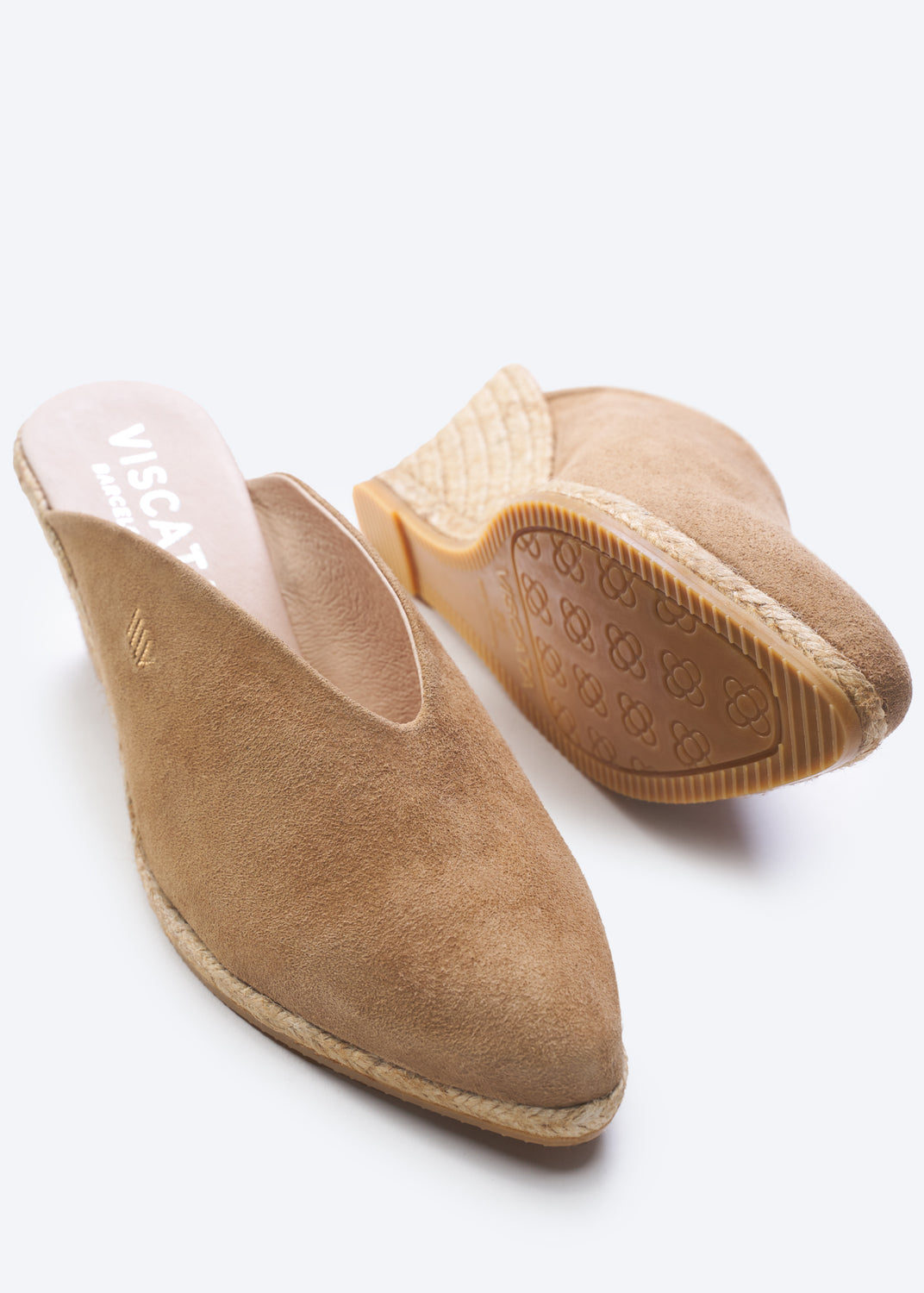 Truja Camel Suede Slip On Woman Espadrille Mule Medium Wedges
