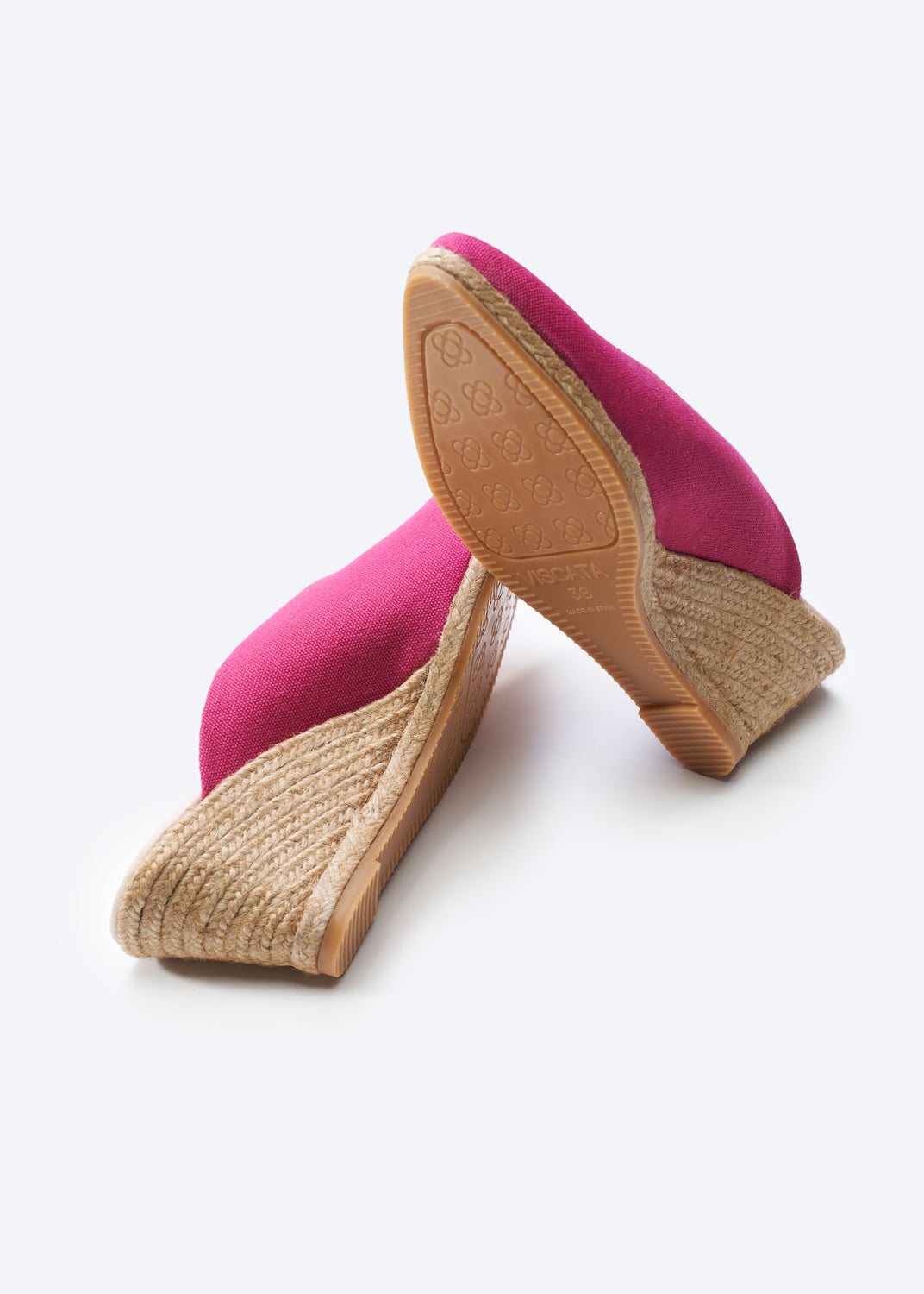 Truja Limited Edition Fuchsia Canvas Slip On Woman Espadrille Mule Medium Wedges