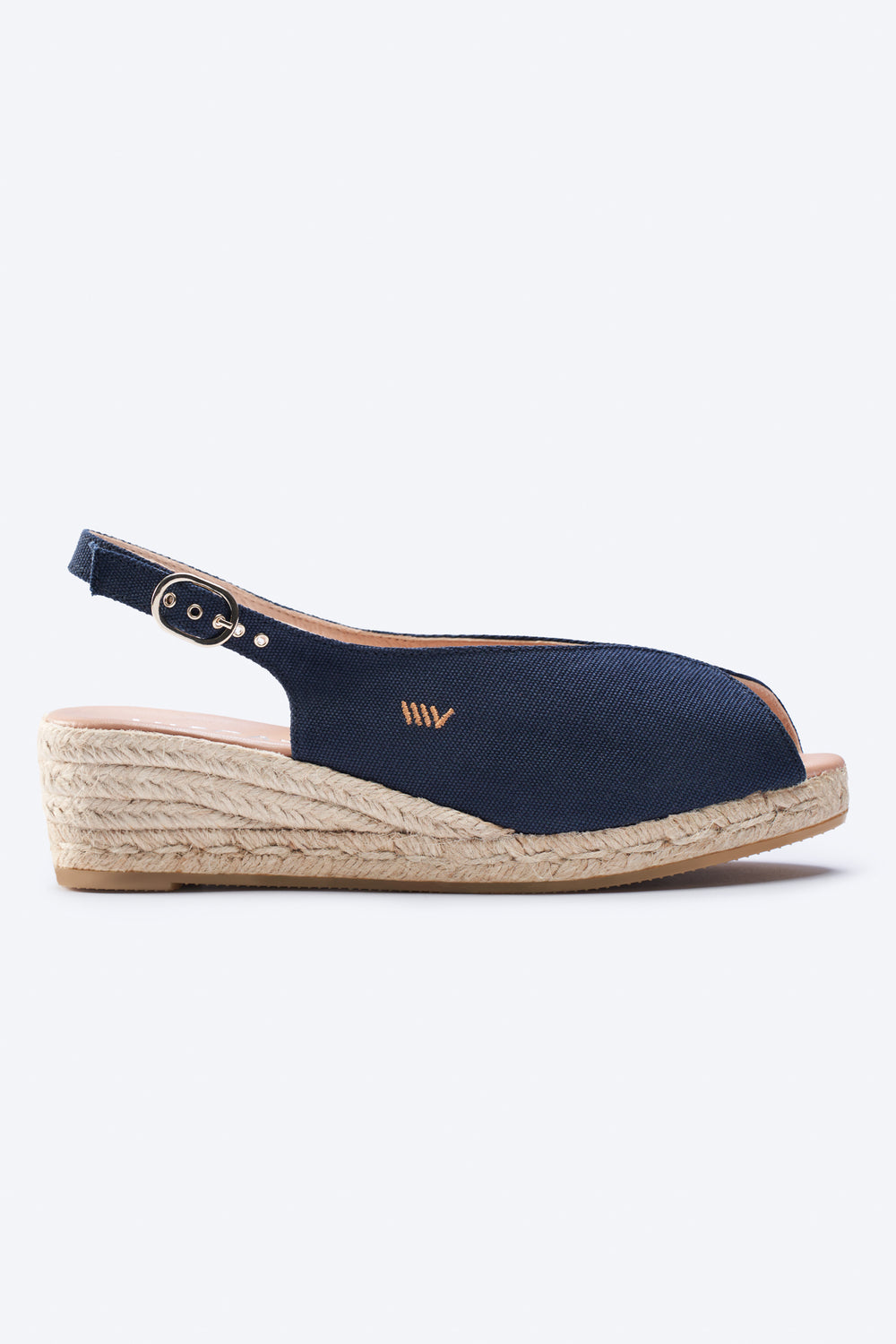 Verneda Navy Blue Canvas Slingback Women Espadrille Wedge