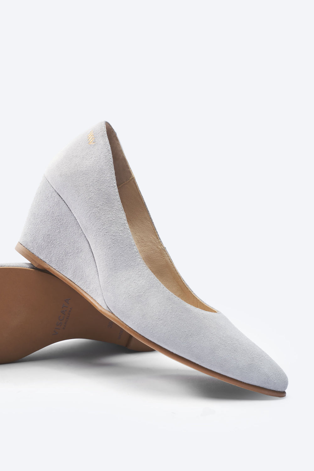 Verona Ash Grey Suede Slip On Women's Wedge Shoes