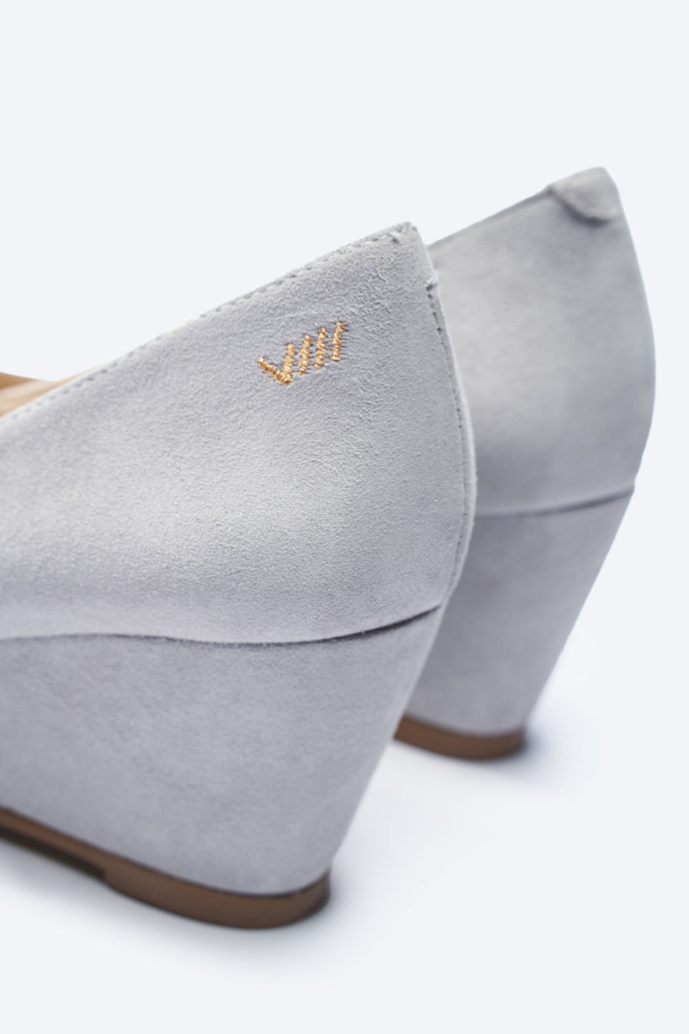 Verona Ash Grey Suede Slip On Women's Wedges Back Detail