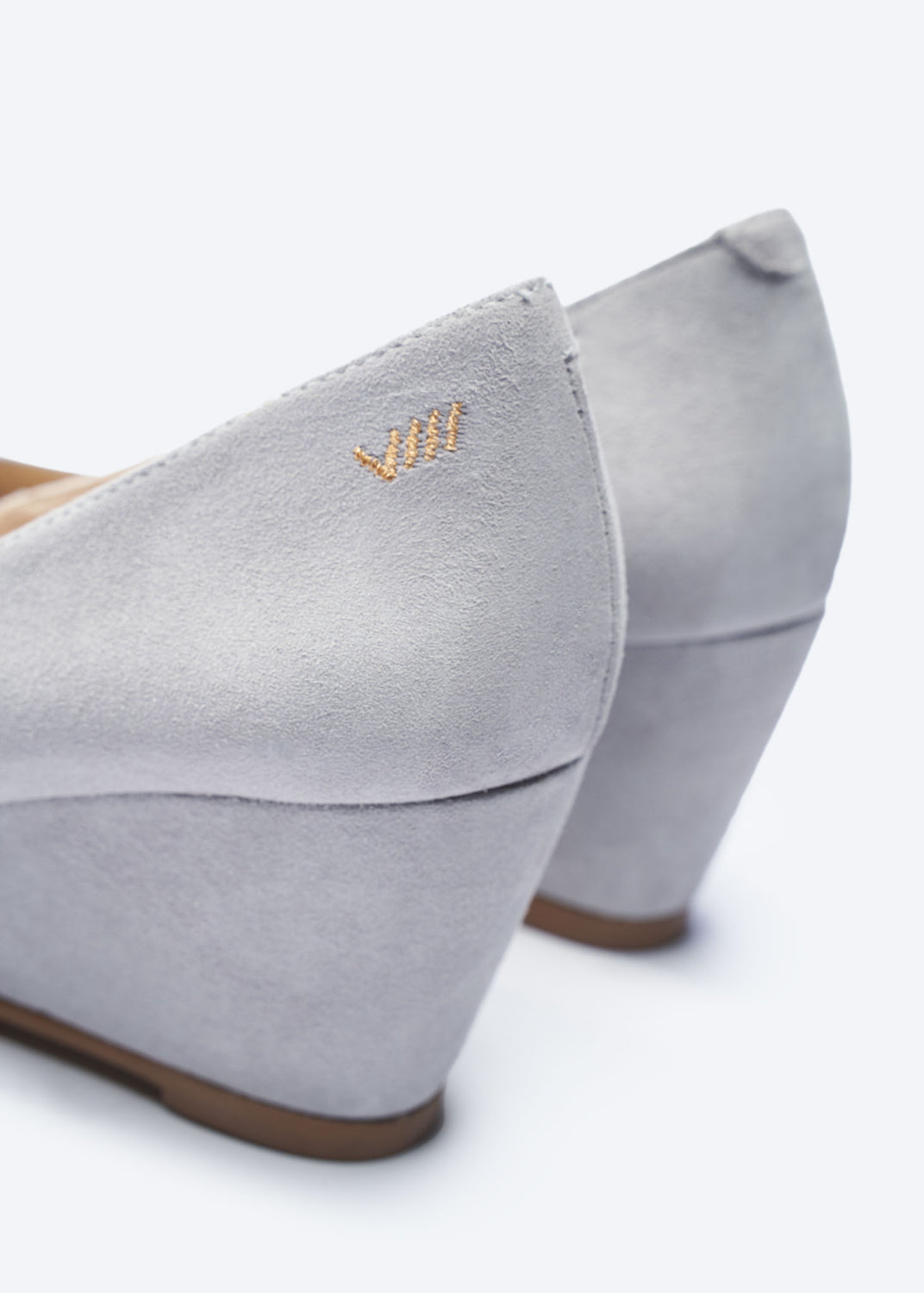 Verona Ash Grey Suede Slip On Women's Wedges Back Detail