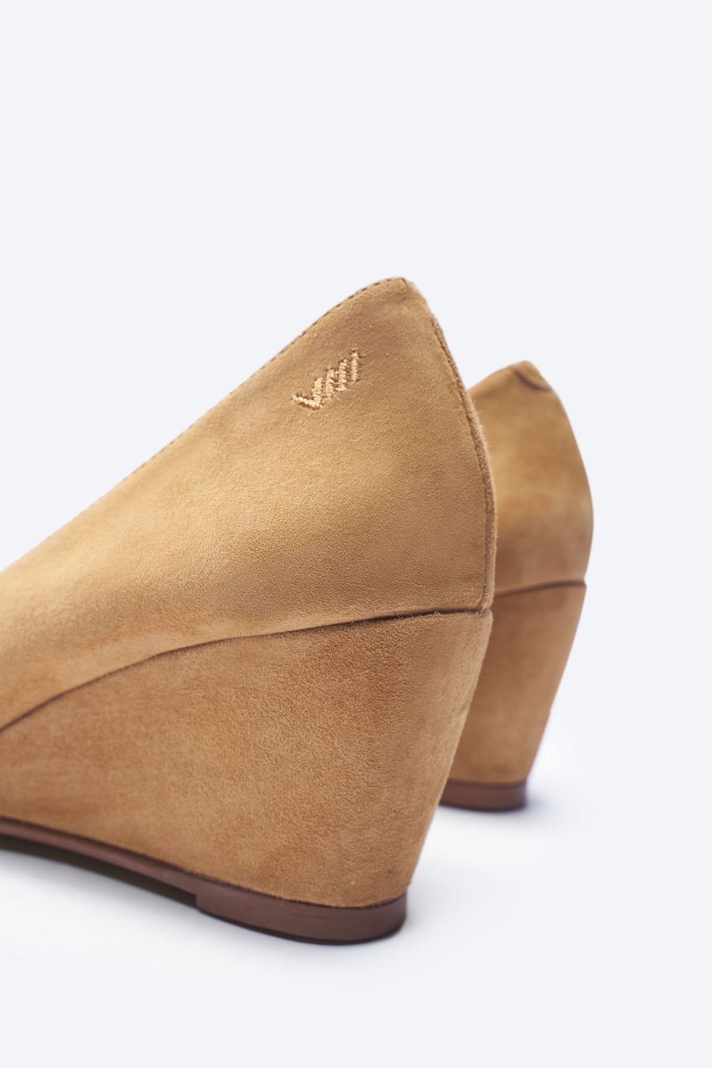 Verona Camel Suede Slip On Women's Wedge Back Detail